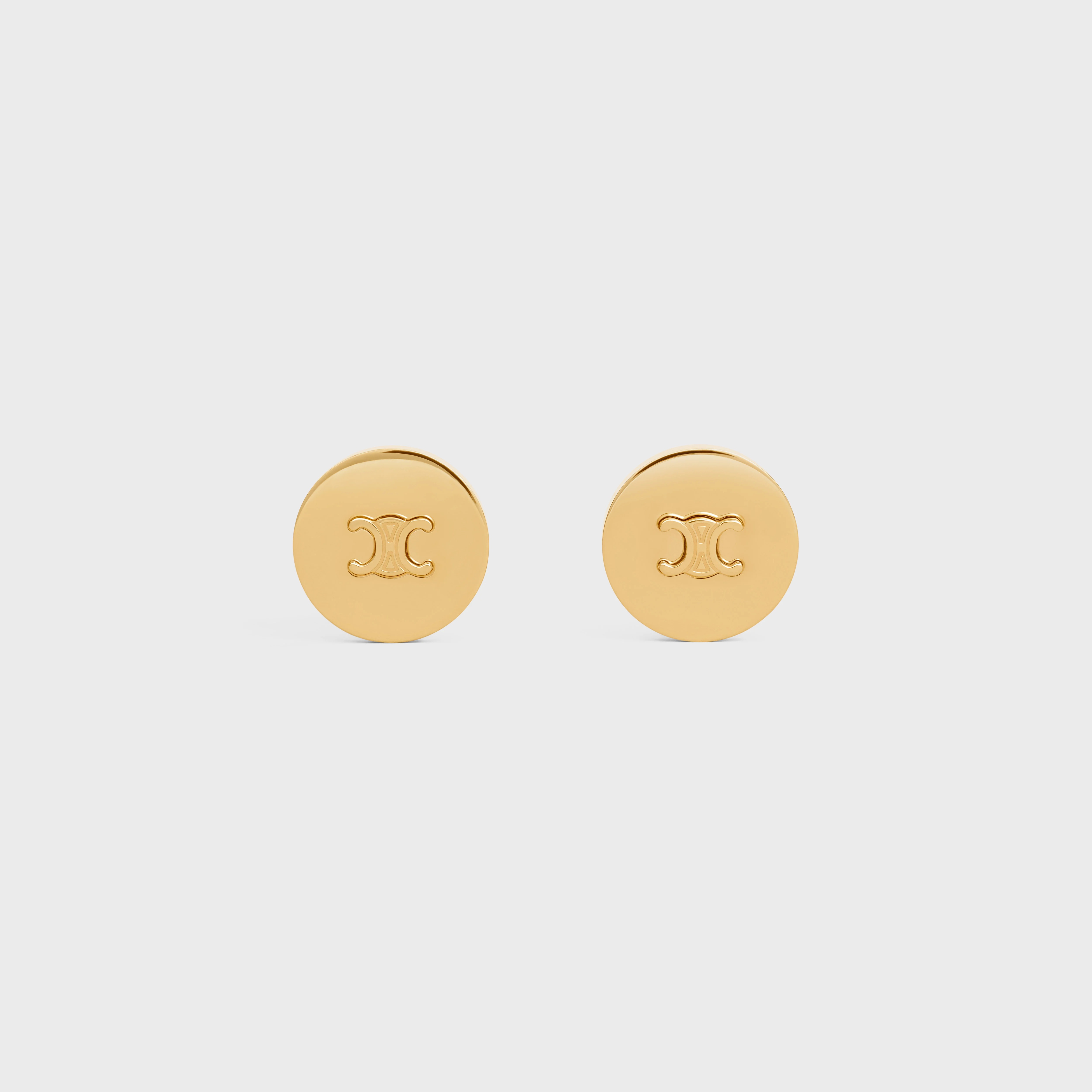 Triomphe Signet Earrings in Brass with Gold Finish - 1