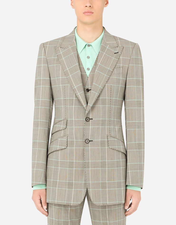 Three-piece glen plaid Beat-fit suit - 6