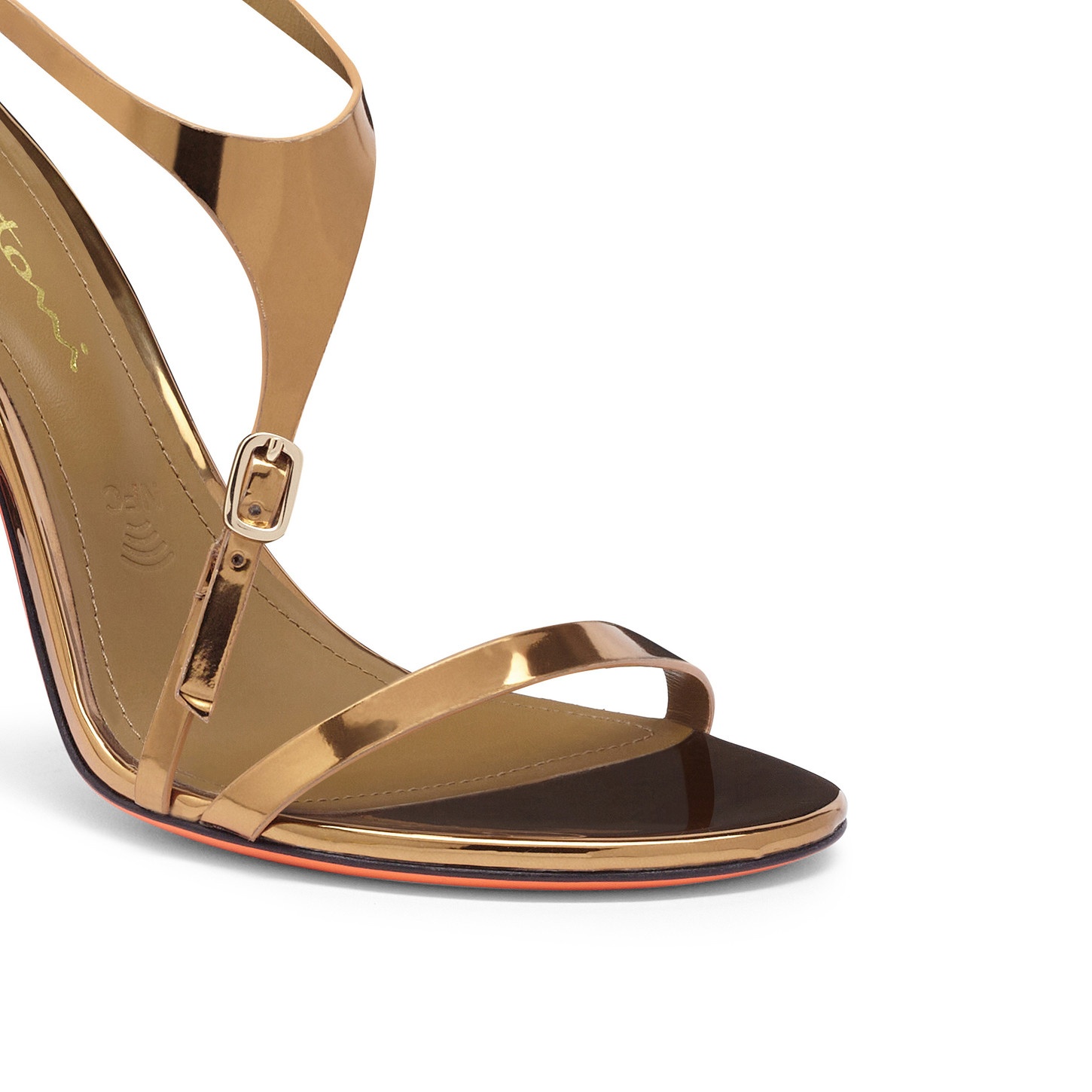 Women’s mirrored gold high-heel sandal - 6