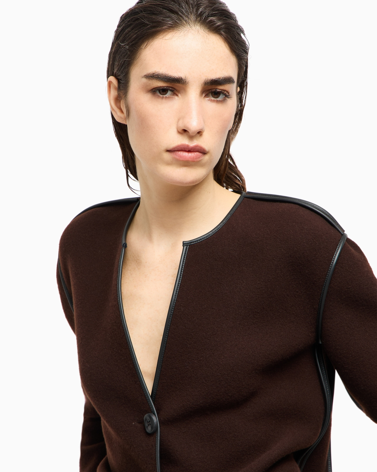 SINGLE-BREASTED JACKET IN WOOL AND CASHMERE FLEECE - 5