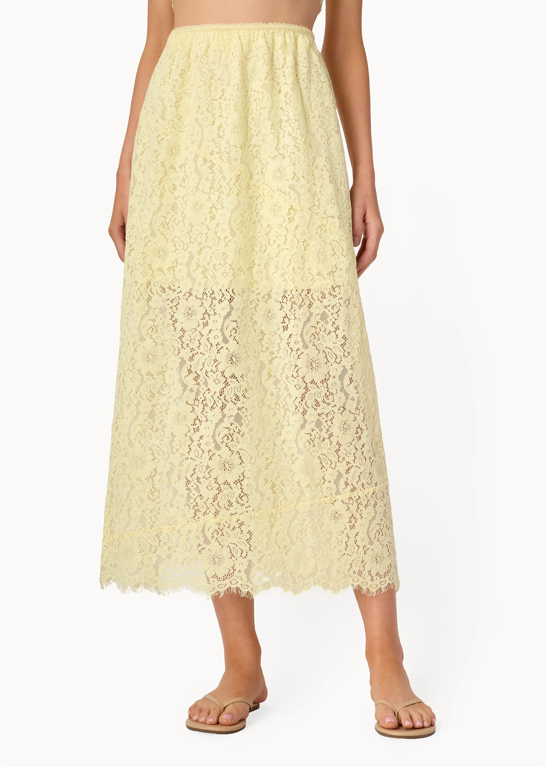 EFFIE LACE MIDI SKIRT BUTTERCUP - 1