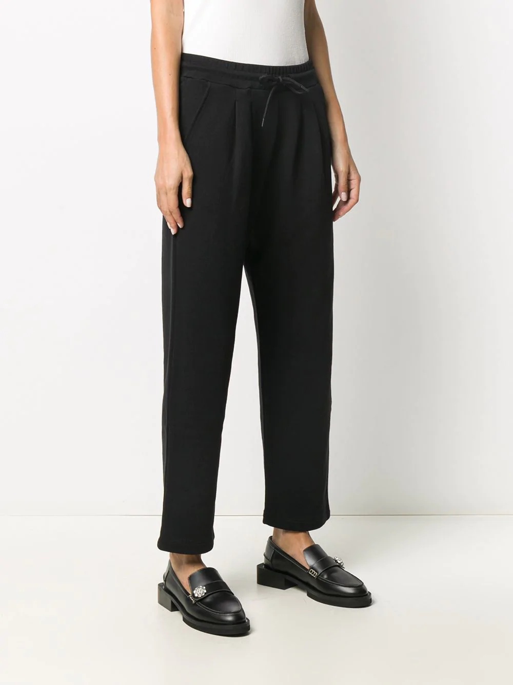 drawstring-waist cotton track trousers - 3