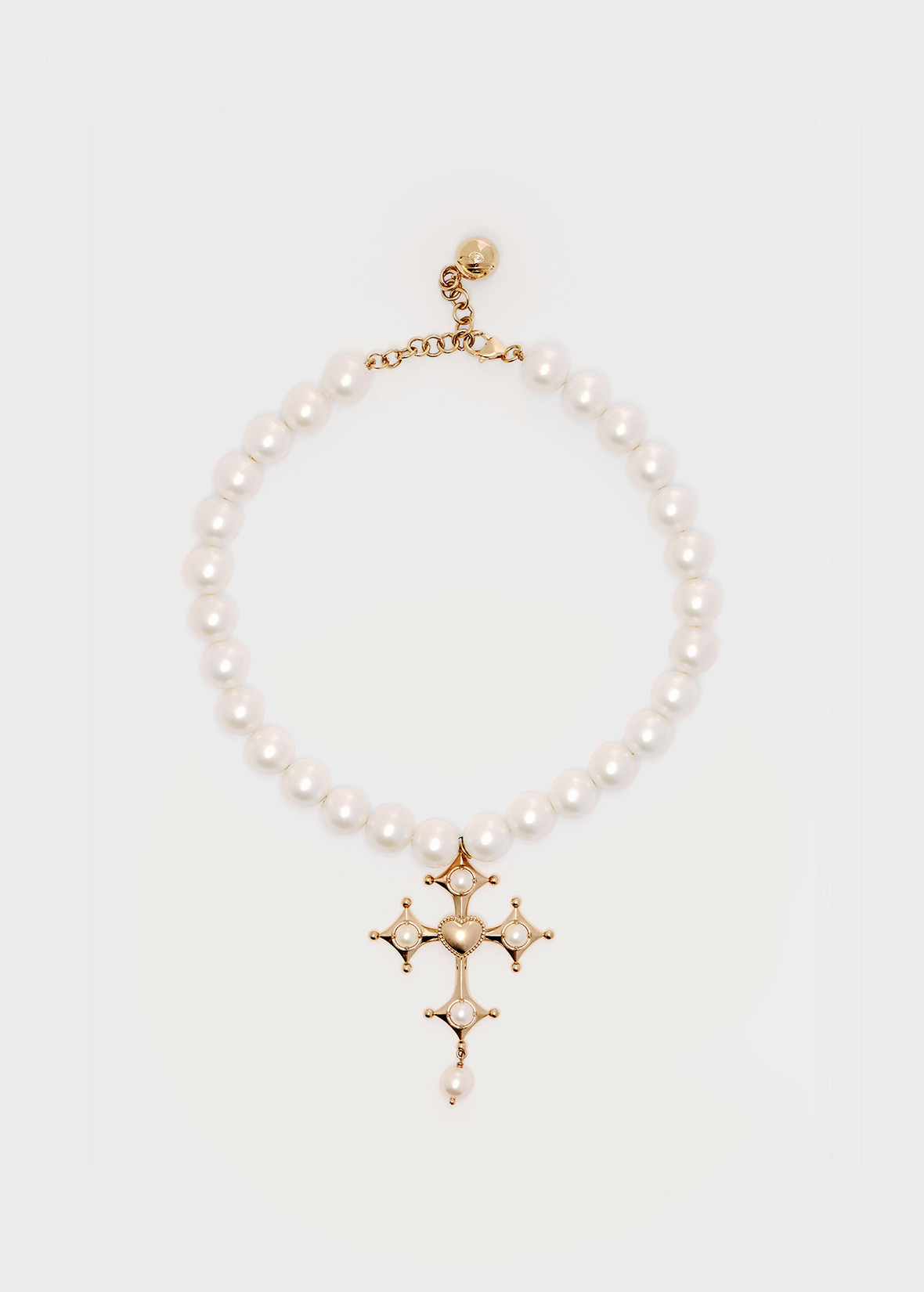 METAL CHOKER WITH PEARLS AND PENDANT - 1