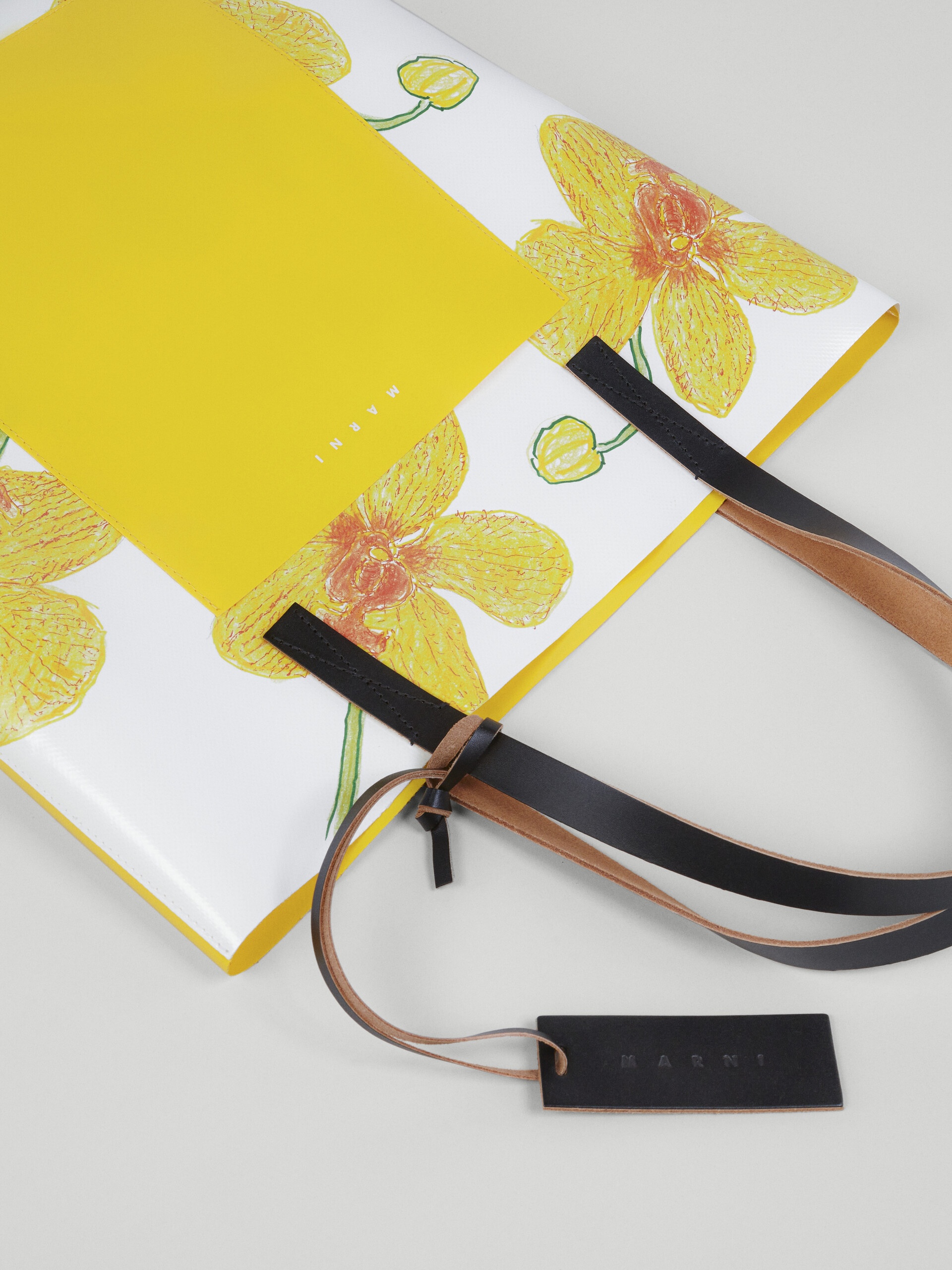 ORCHIDS PRINT YELLOW SHOPPING BAG - 4