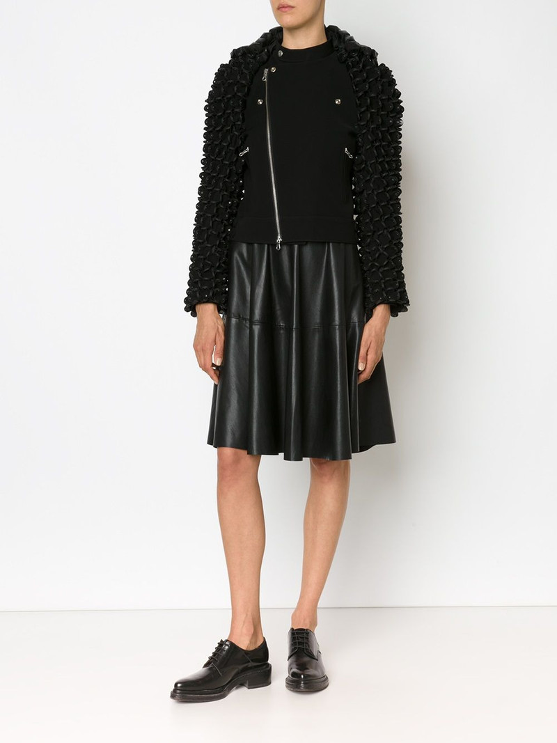 Noir Kei Ninomiya textured sleeves biker jacket outlook