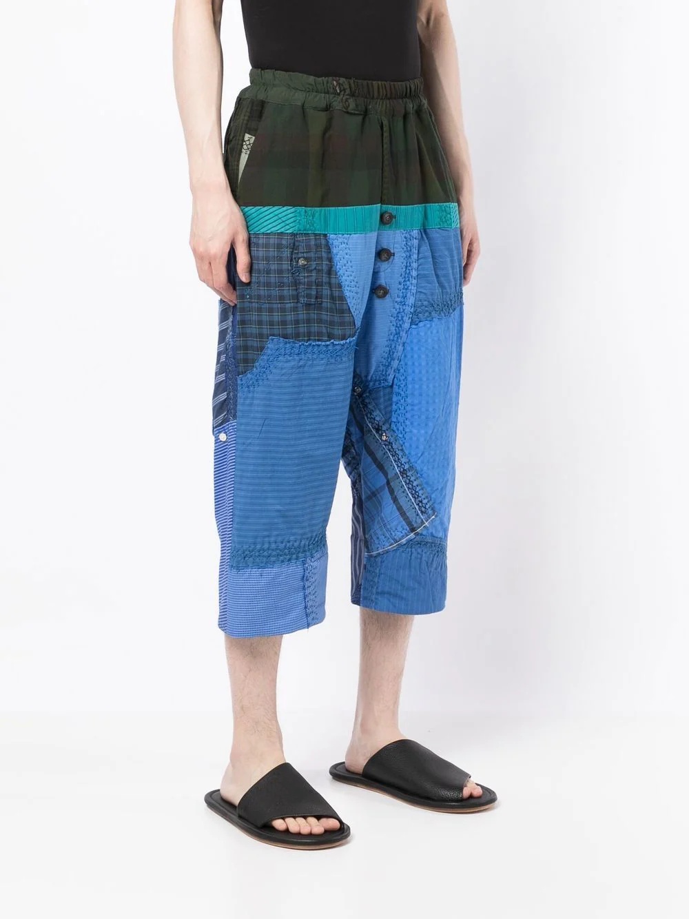 patchwork slip-on Bermuda shorts - 3