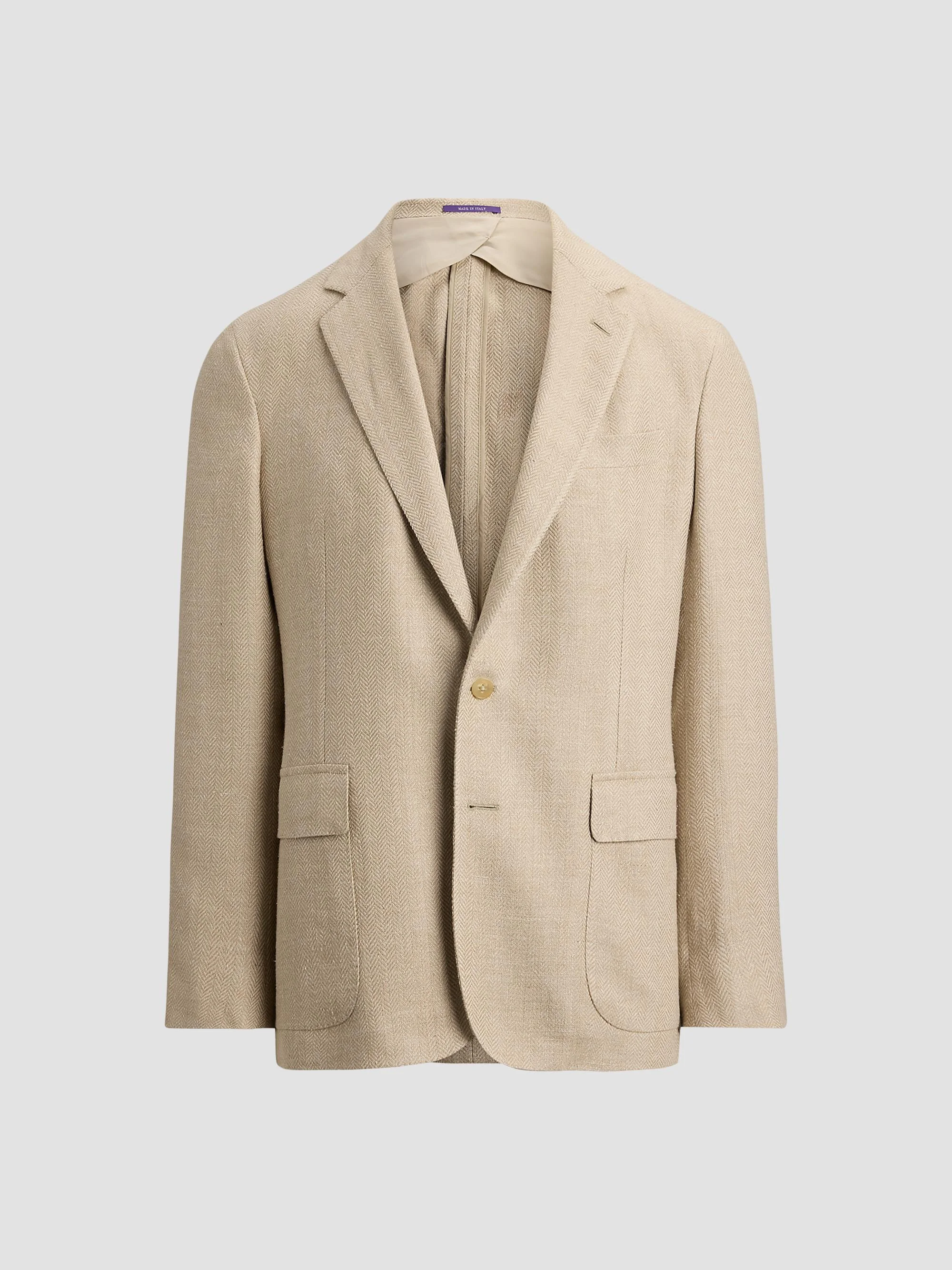 Men's Herringbone Linen-Blend Sport Coat - Champagne Multi - 1