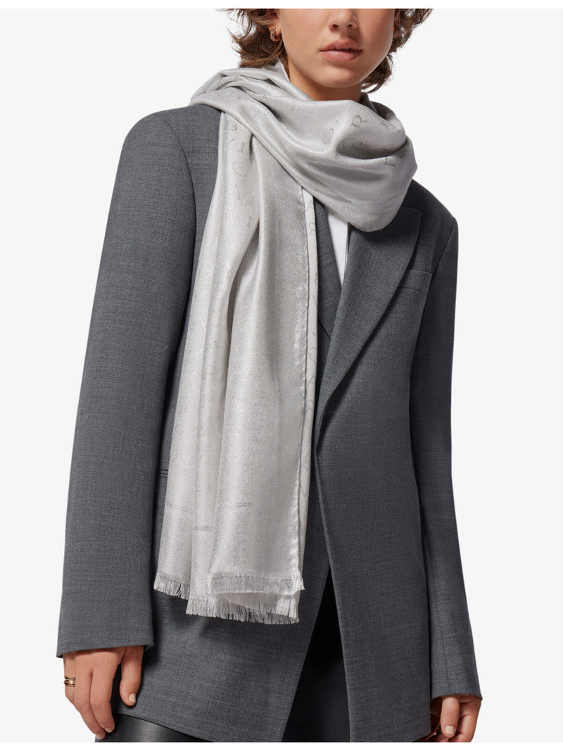 BVLGARI Lettere Maxi logo-print metallic silk and wool-blend stole outlook