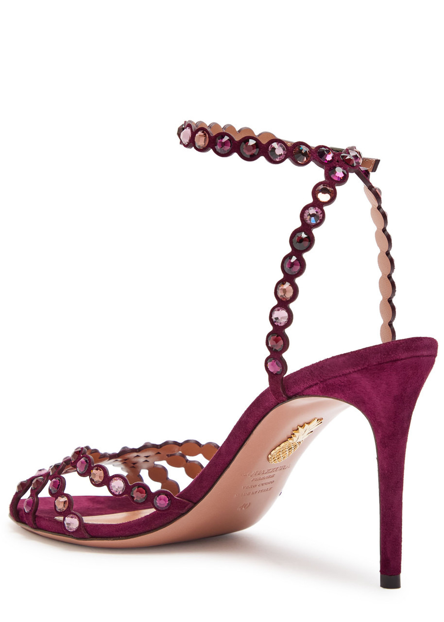Aquazzura Tequila 85 Embellished Suede Sandals - 2