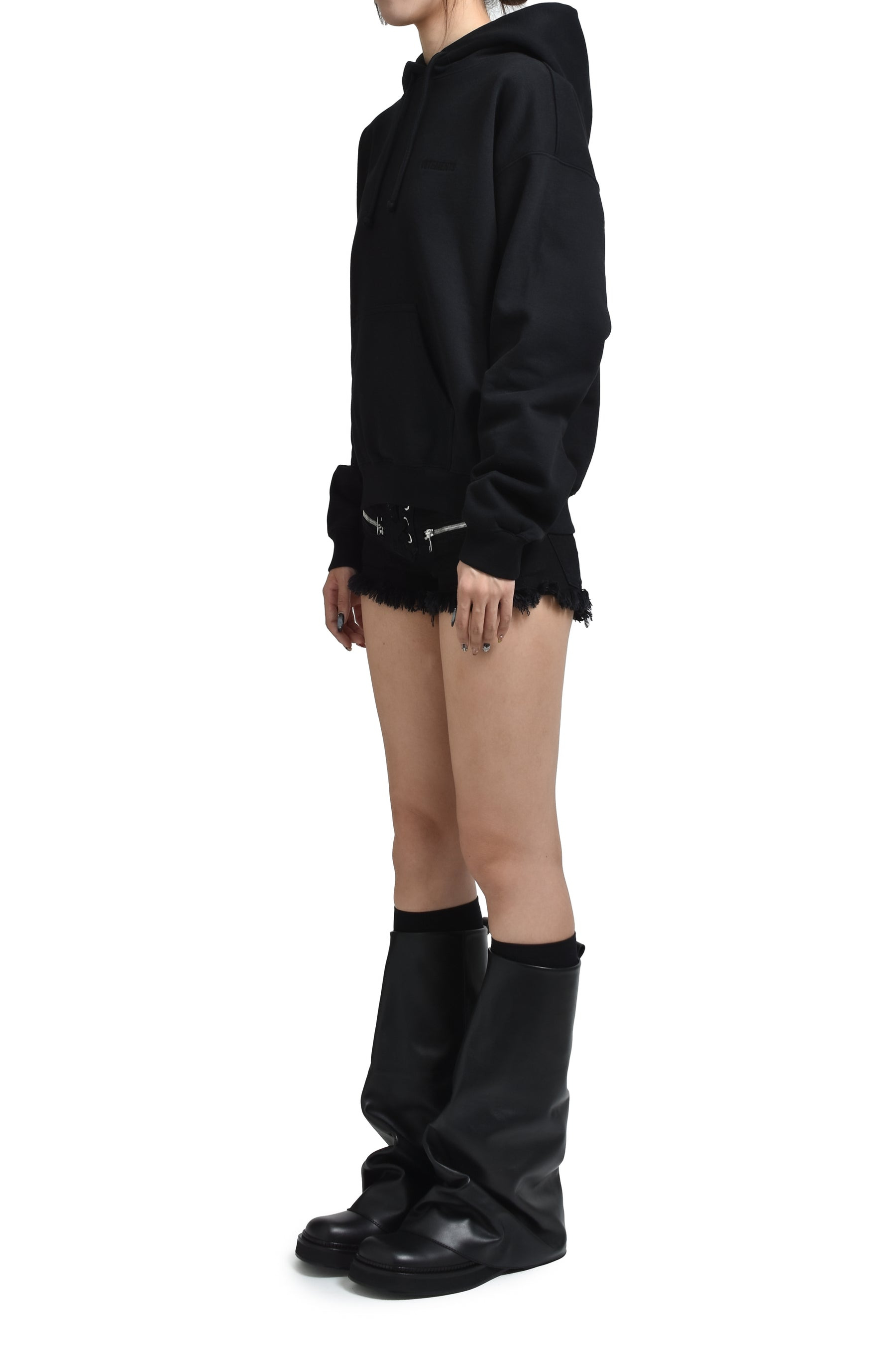 LOGO FITTED HOODIE / BLK - 4