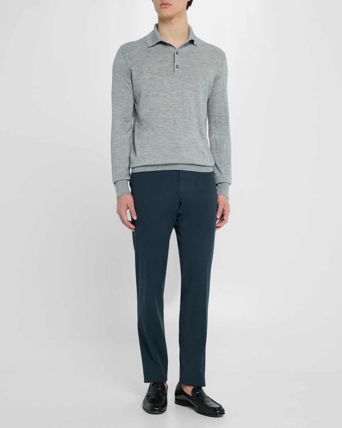 ワコマリア Zegna / STRAIGHT FIT TROUSERS M ZEGNA Men's Premium Cotton Flat-Front Trousers | Neiman Marcus