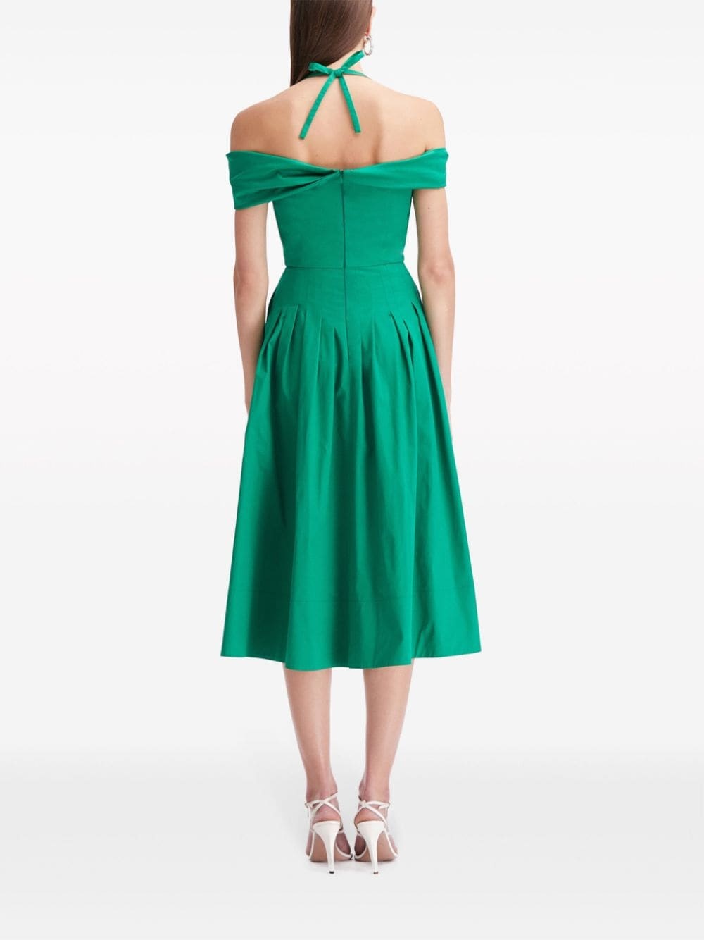 off-shoulder halterneck midi dress - 4
