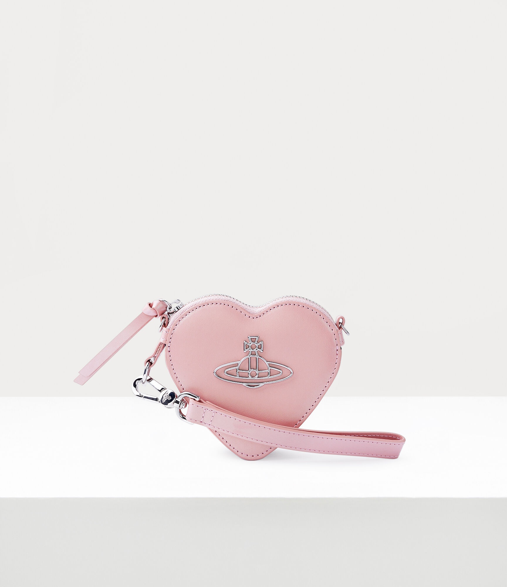 PEARLISED LEATHER THIN LINE ORB HEART WRISTLET - 1