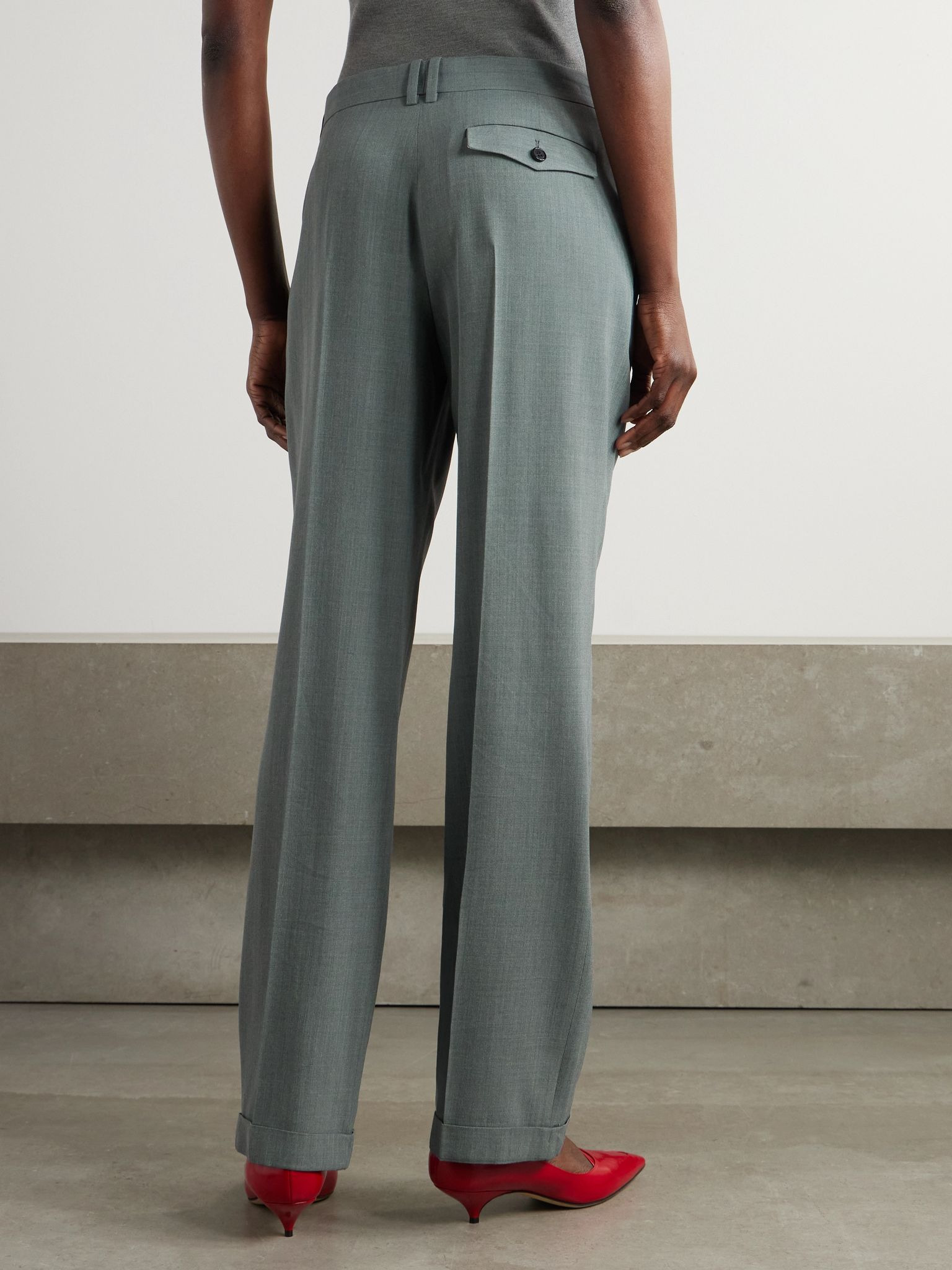 Everhart pleated wool-blend straight-leg pants Gray - 3
