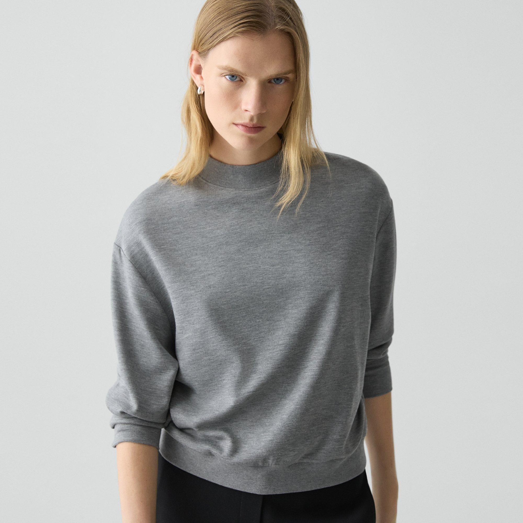 Mock Neck Sweatshirt in Double-Knit Jersey - 5