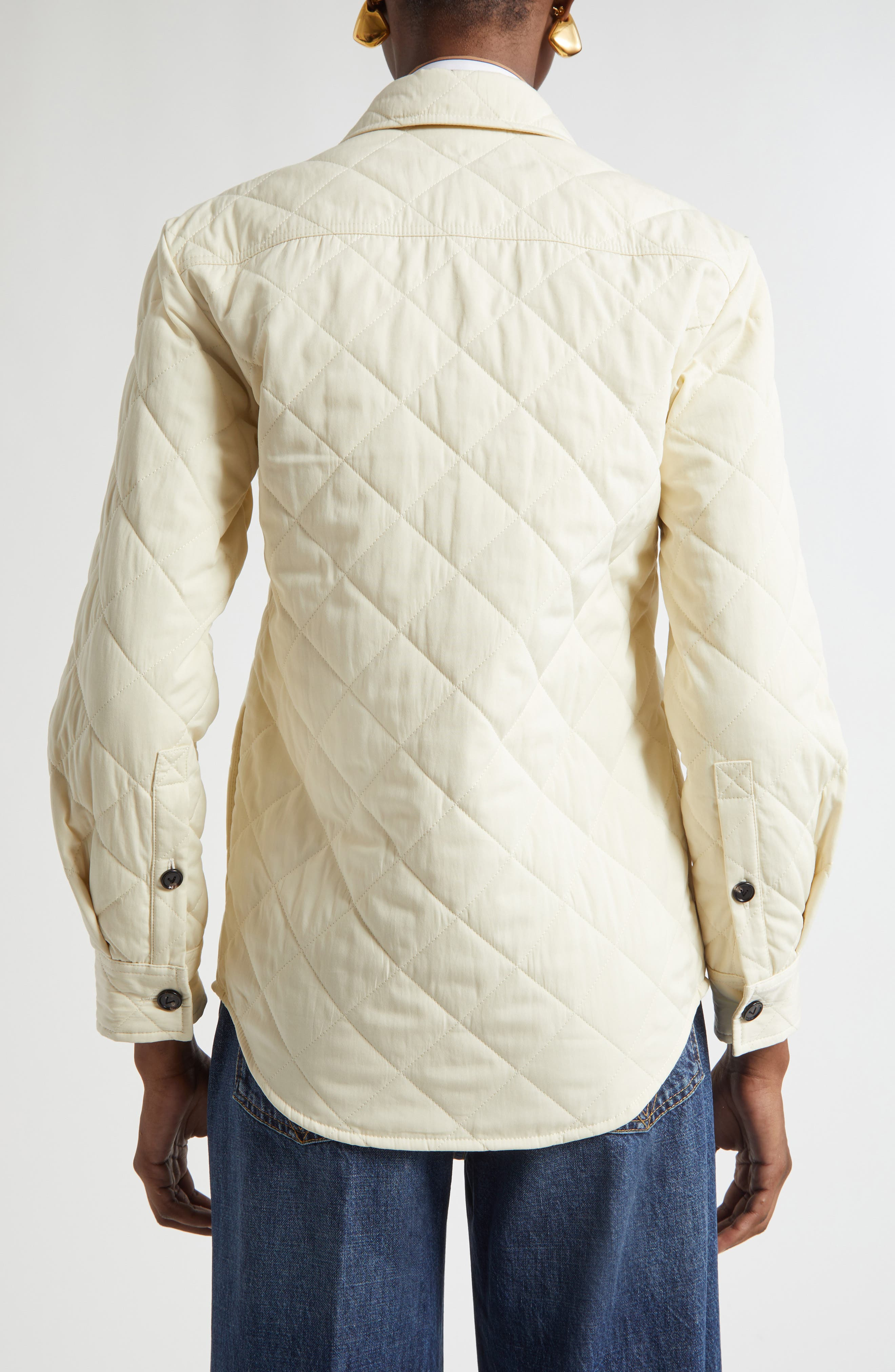 Bottega Veneta Quilted Cotton Blend Overshirt in 9028 Sea Salt at Nordstrom - 3