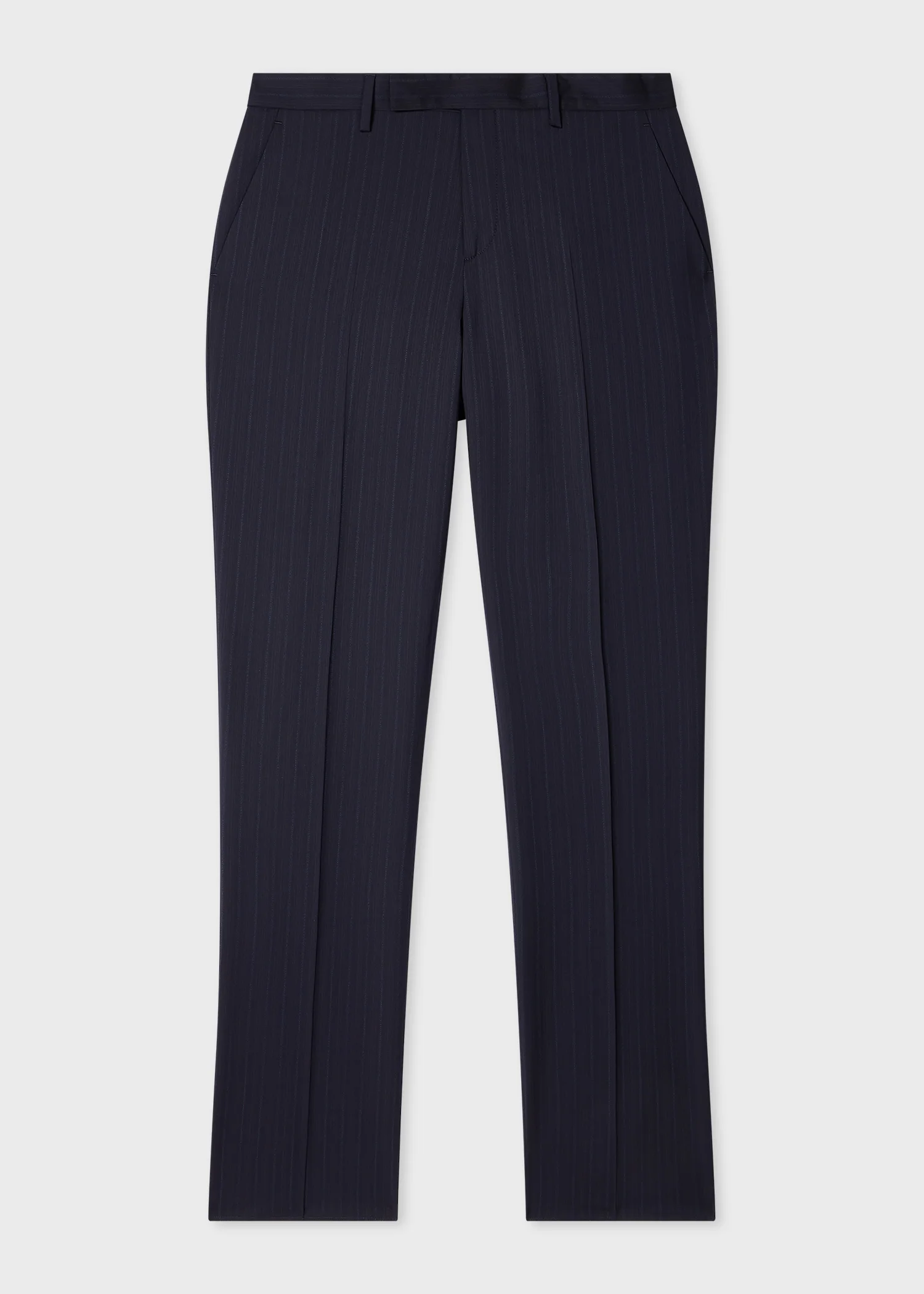 Navy Stripe Tropical Wool Trousers - 1