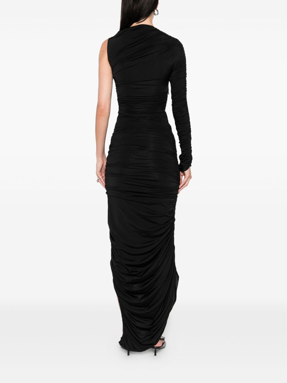 one-sleeve draped dress - 4