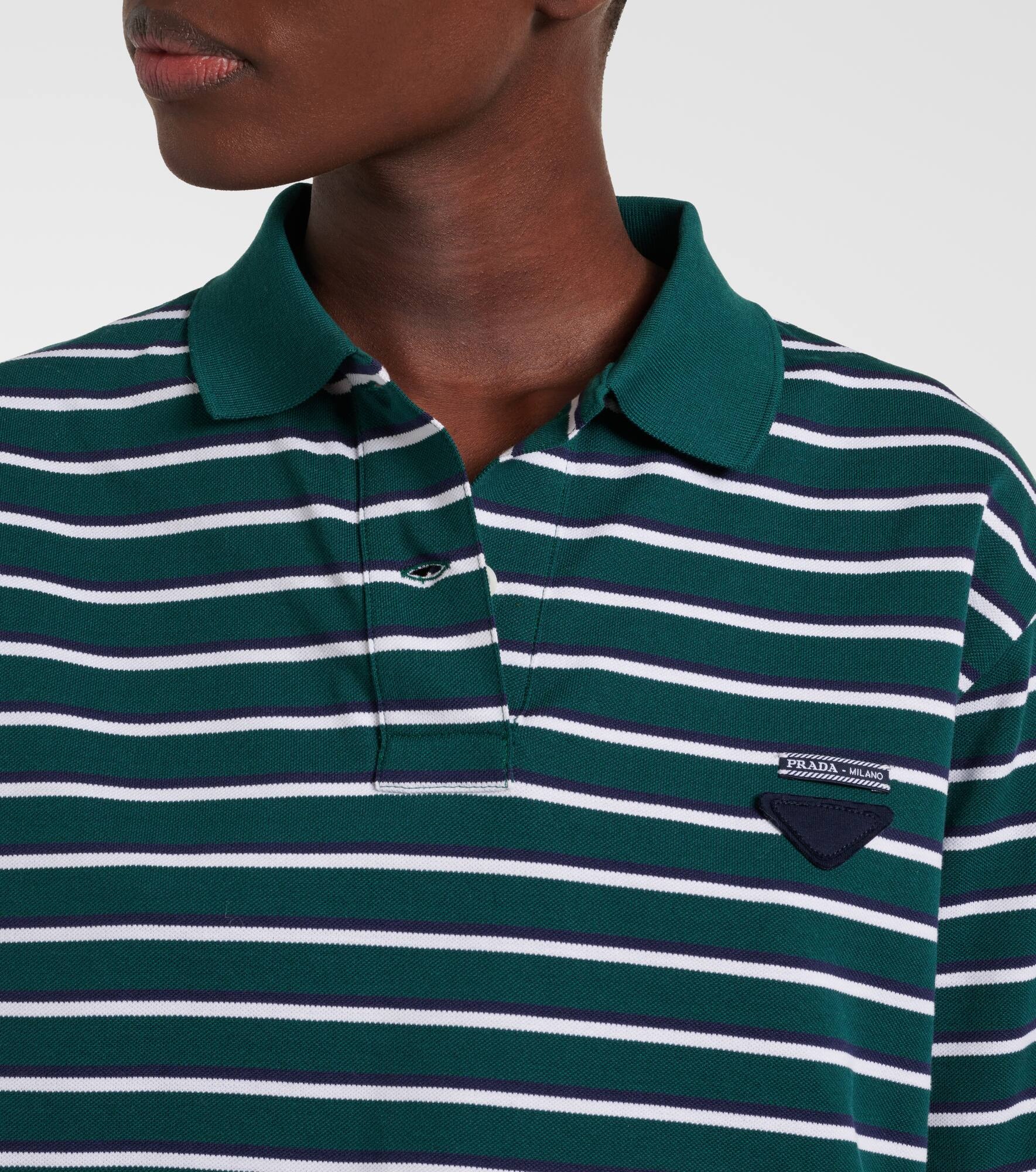 Striped cropped cotton polo shirt - 4