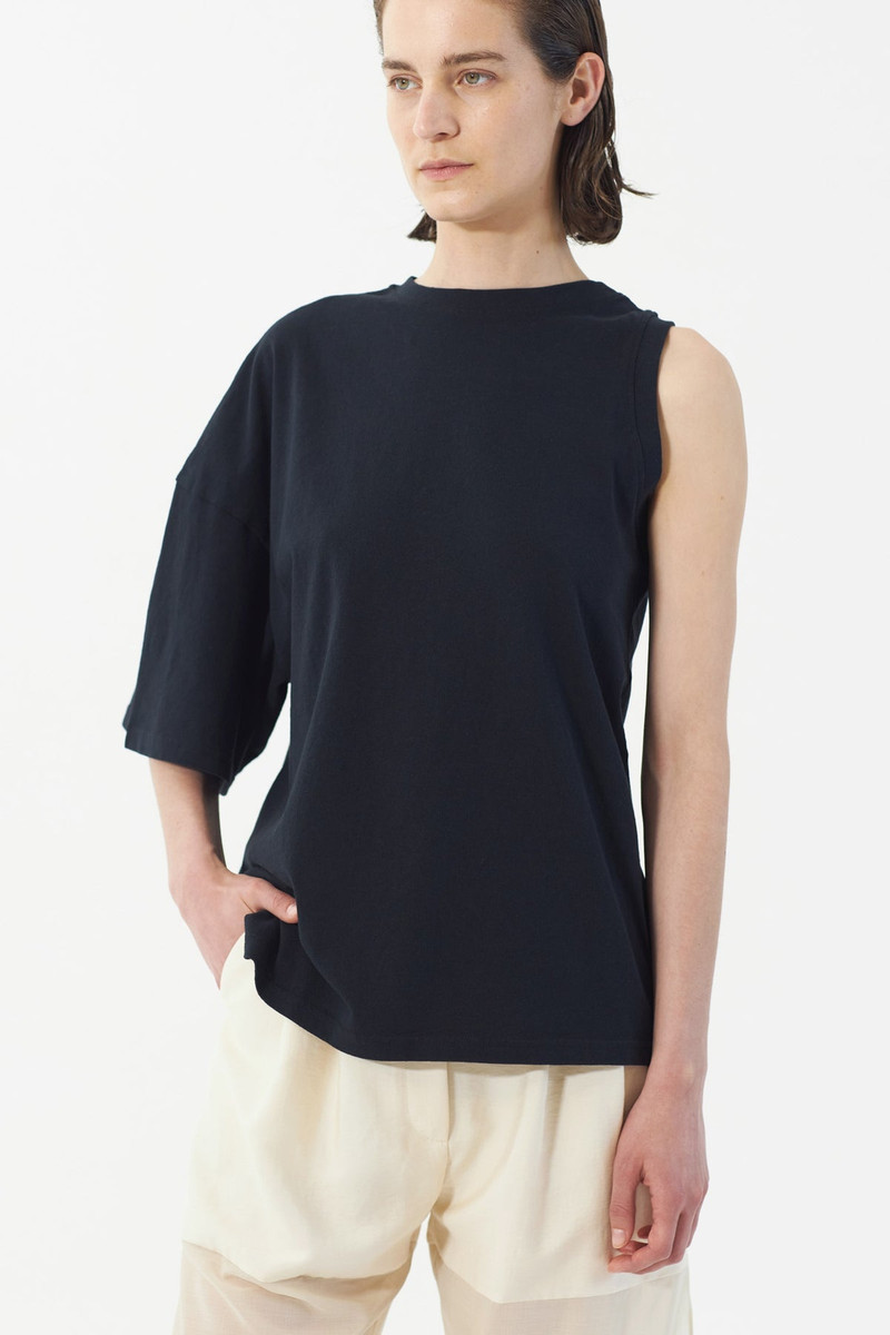ORGANIC COTTON ONE-SLEEVE T-SHIRT BLACK 5