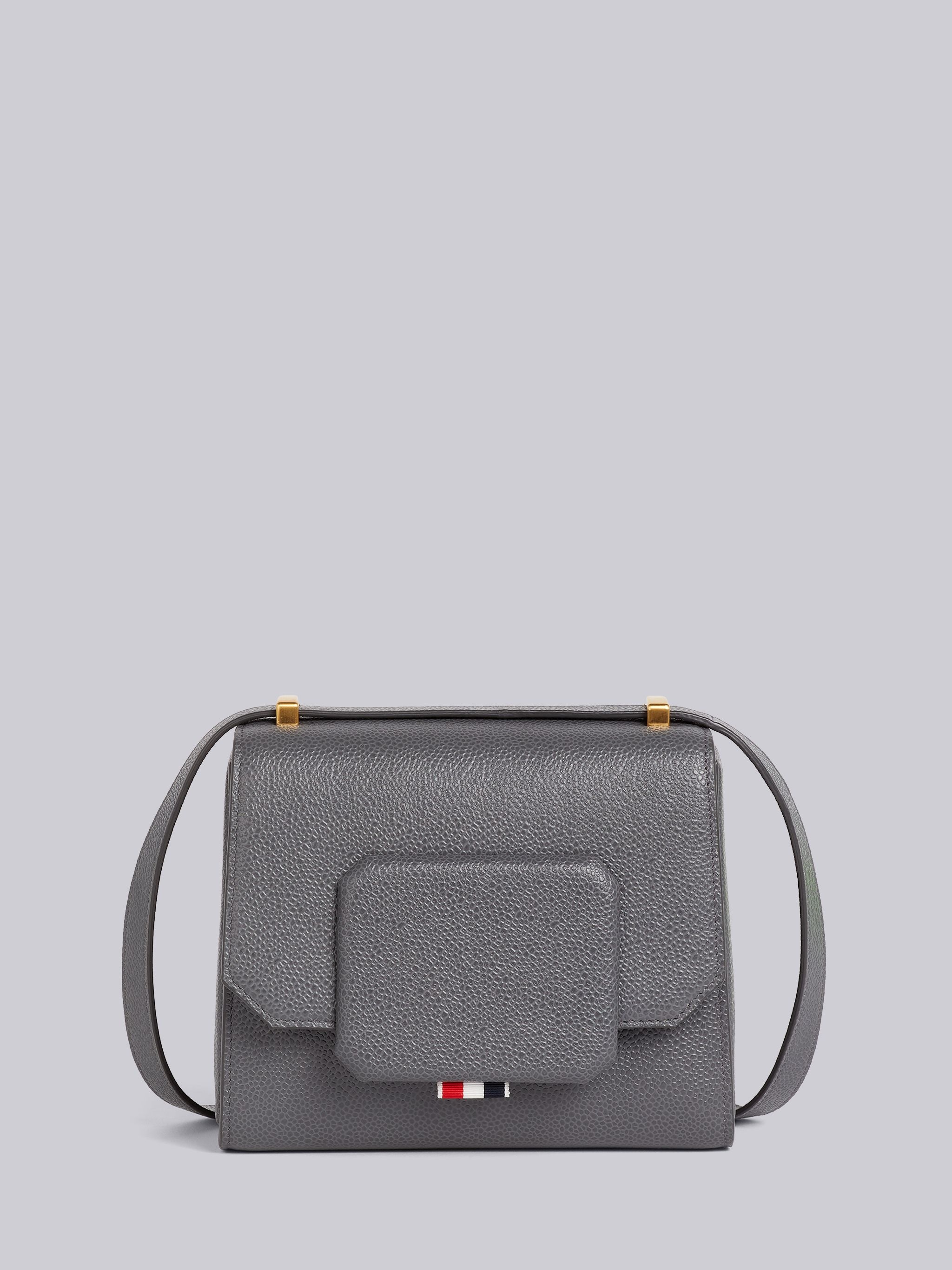 Dark Grey Pebbled Calfskin Small Box Bag - 1