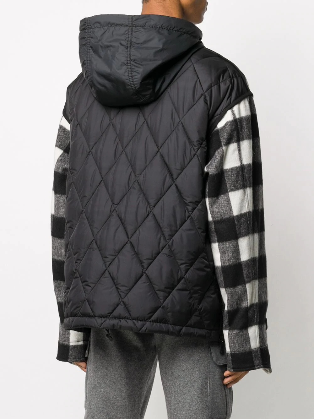 check-print hooded jacket - 4