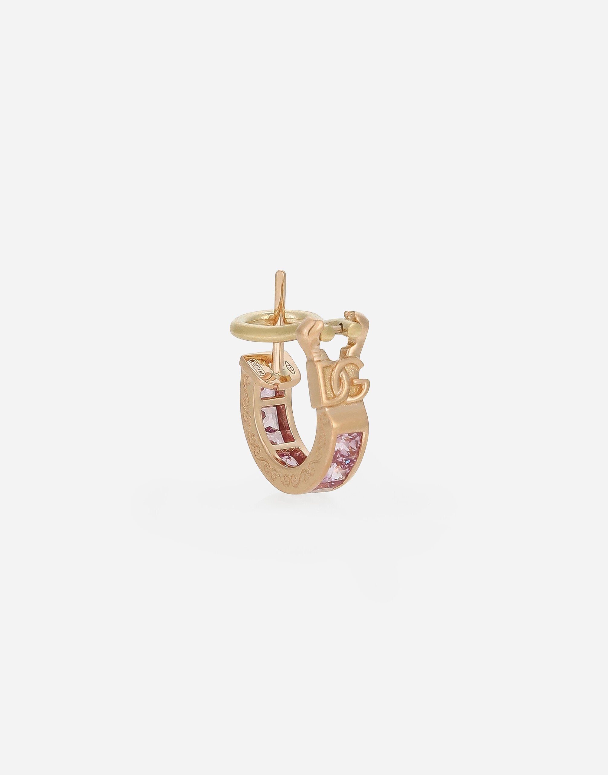 Anna single earring in red gold 18kt with pink sapphires - 5