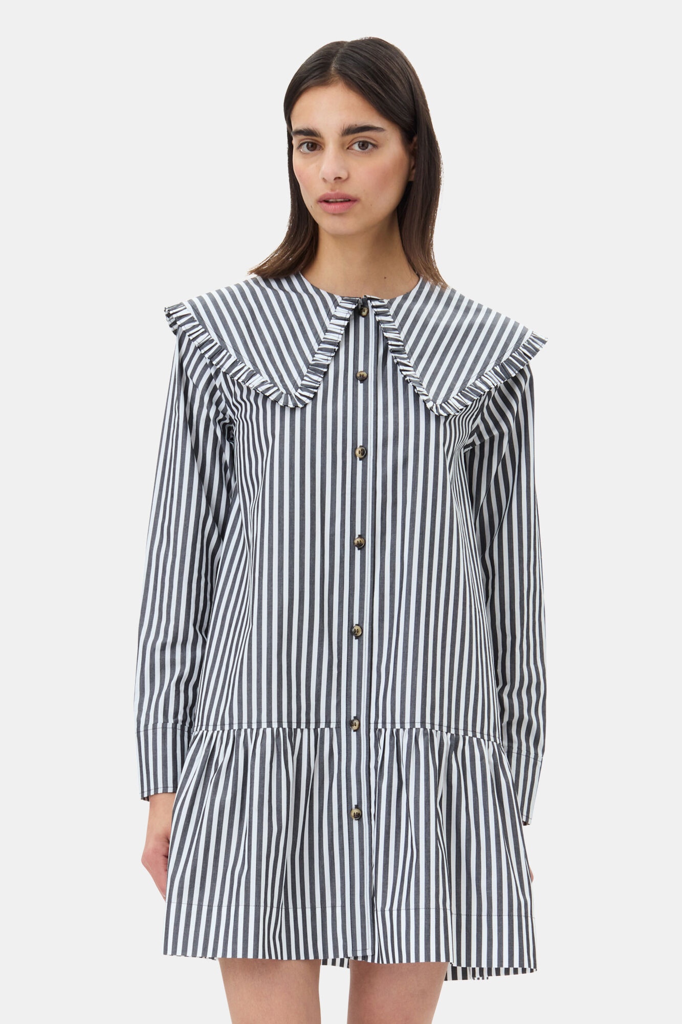 BLACK AND WHITE STRIPE MINI SHIRT DRESS - 3