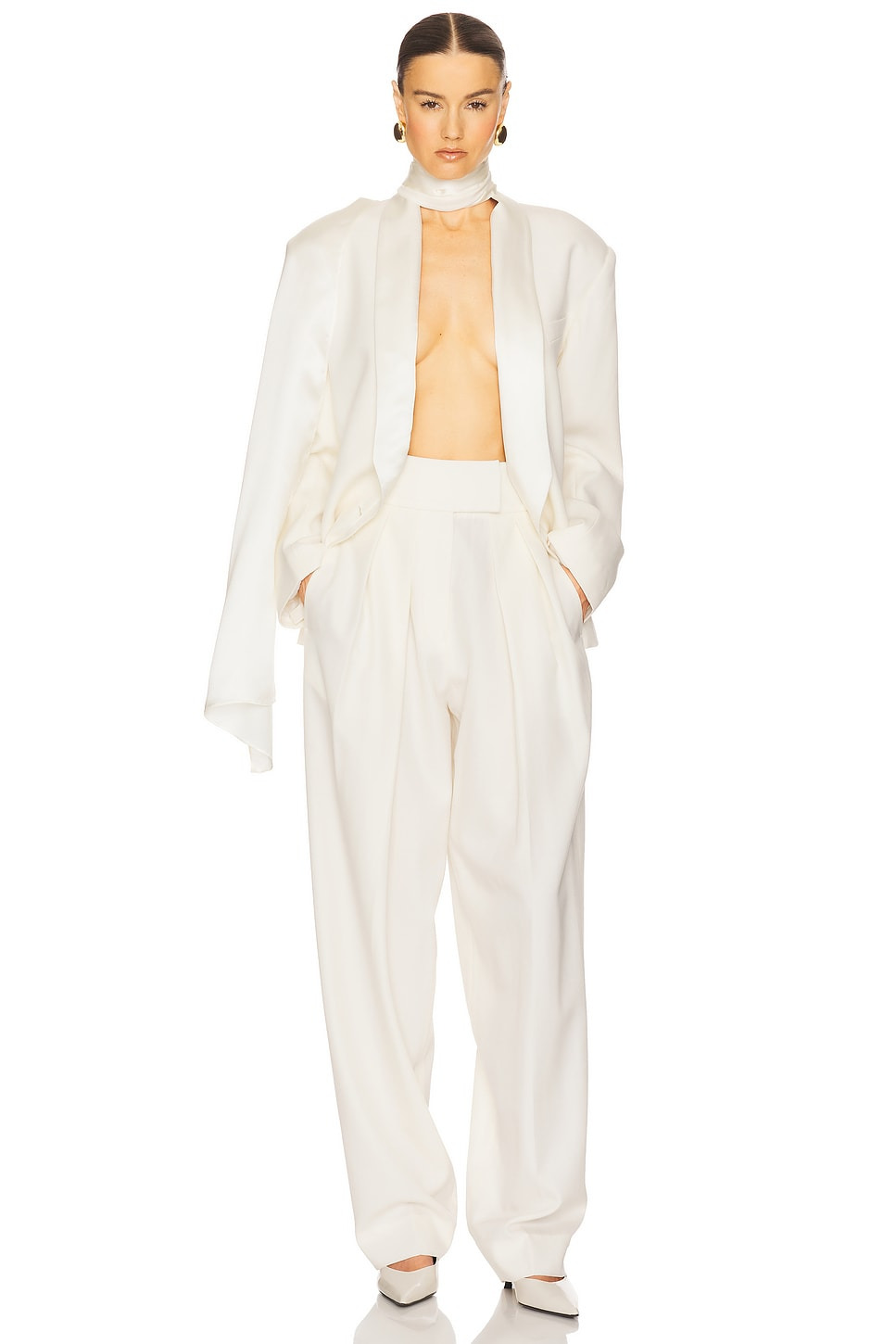 High Waist Pleated Suit Trouser in Wool - 6