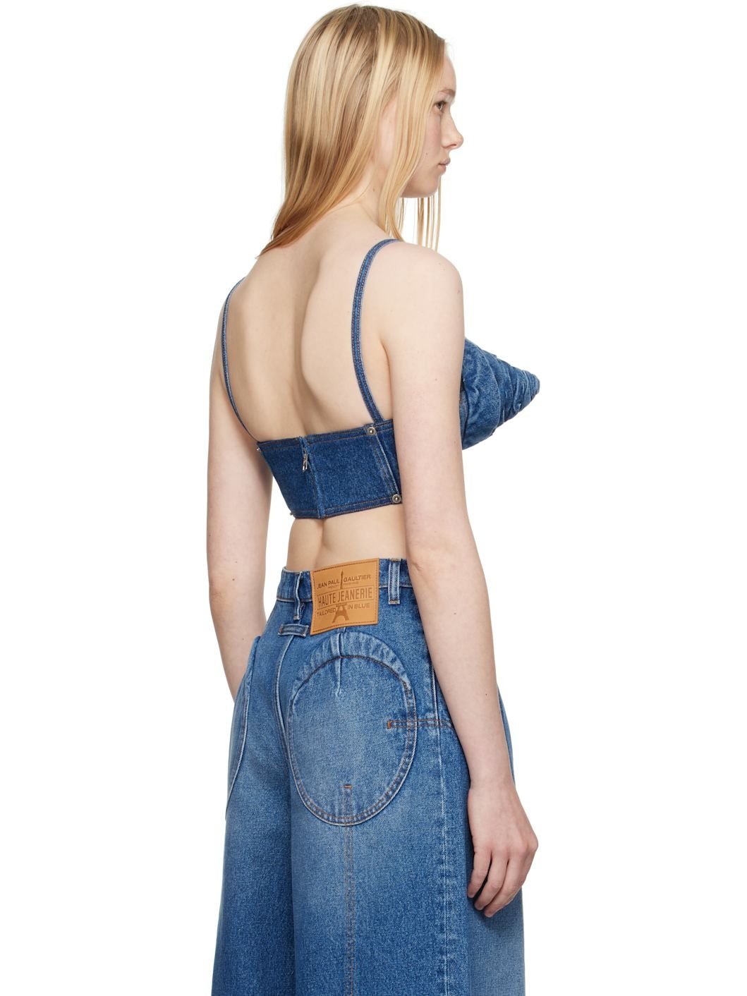 Blue 'The Denim Conical Cup Bra' Top - 3