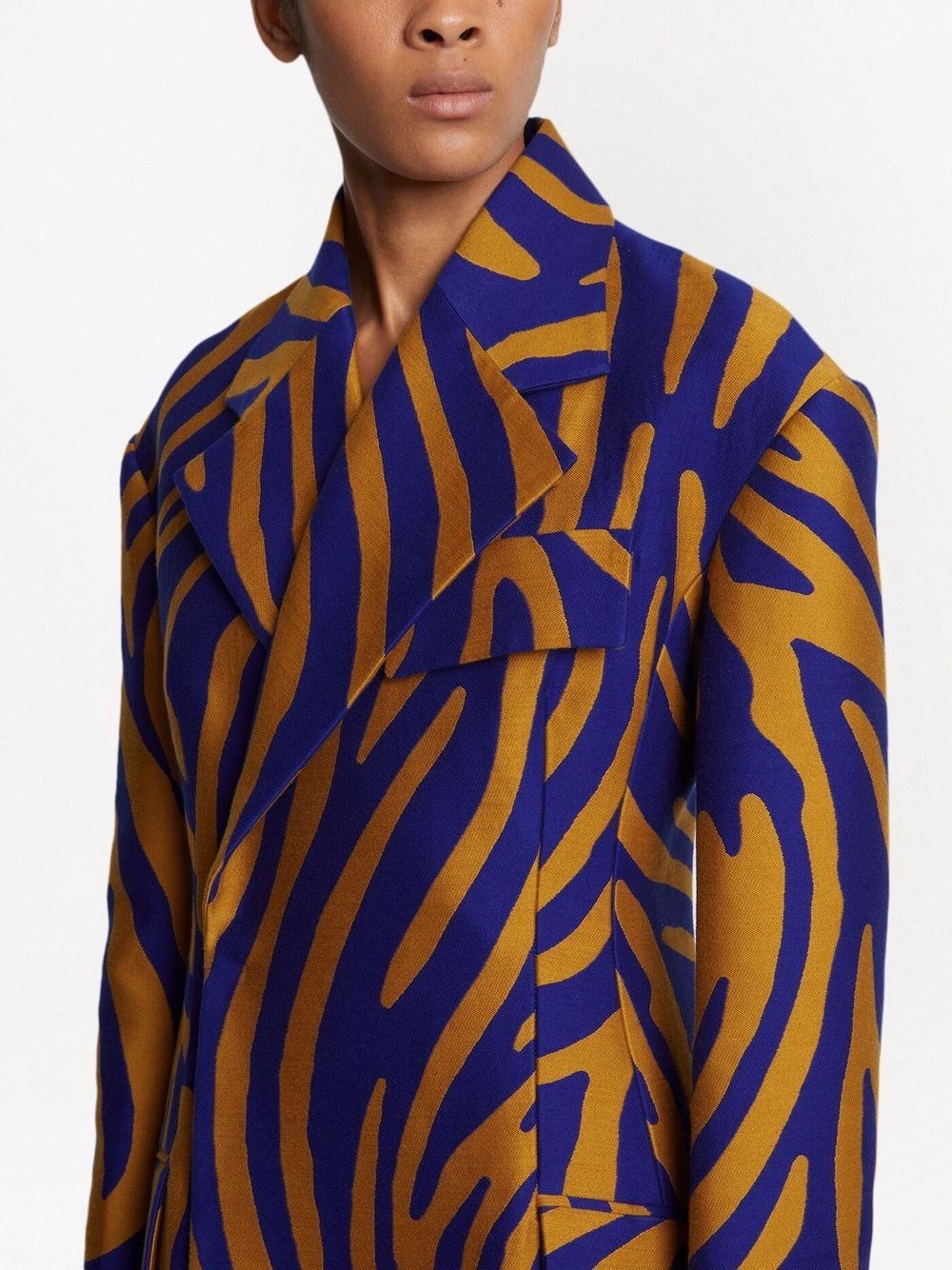 abstract-print double-breasted coat - 4