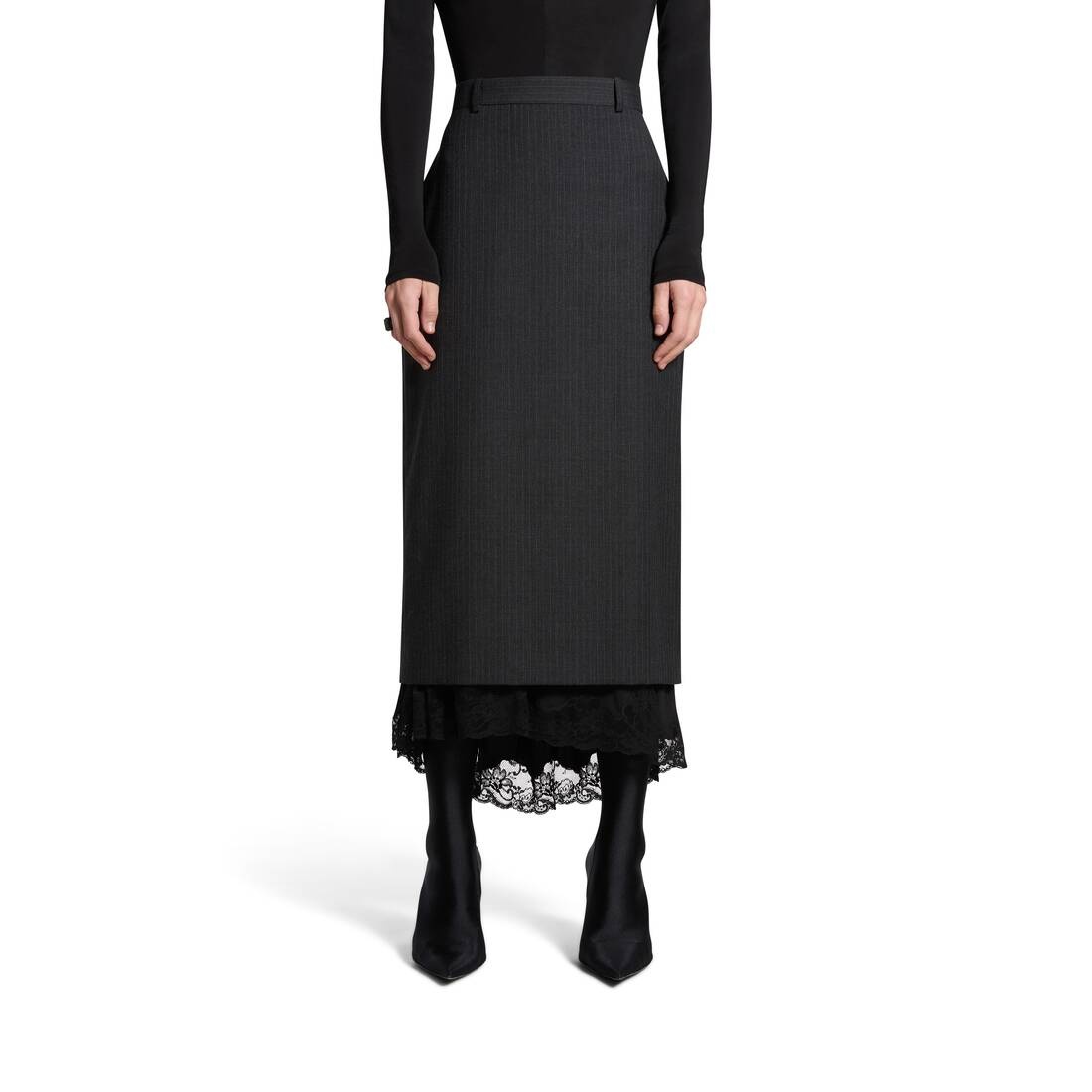 Women's Lingerie Tailored Skirt in Dark Grey - 5