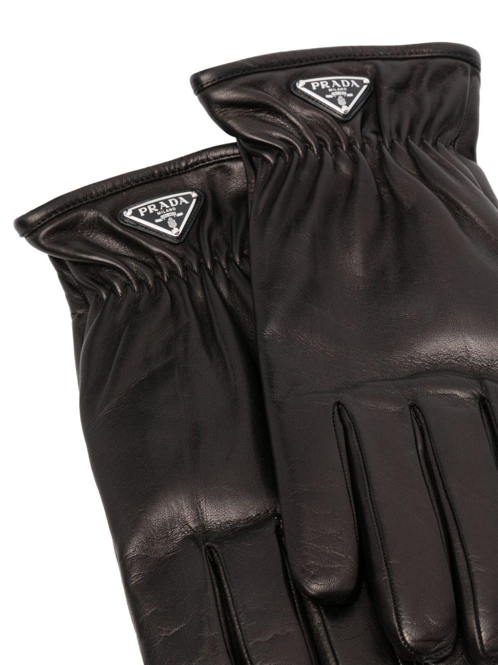 triangle-logo leather gloves - 2