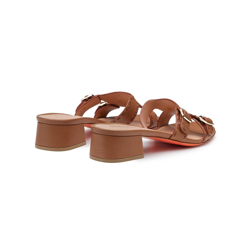 Women's brown leather low-heel Didi sandal 3