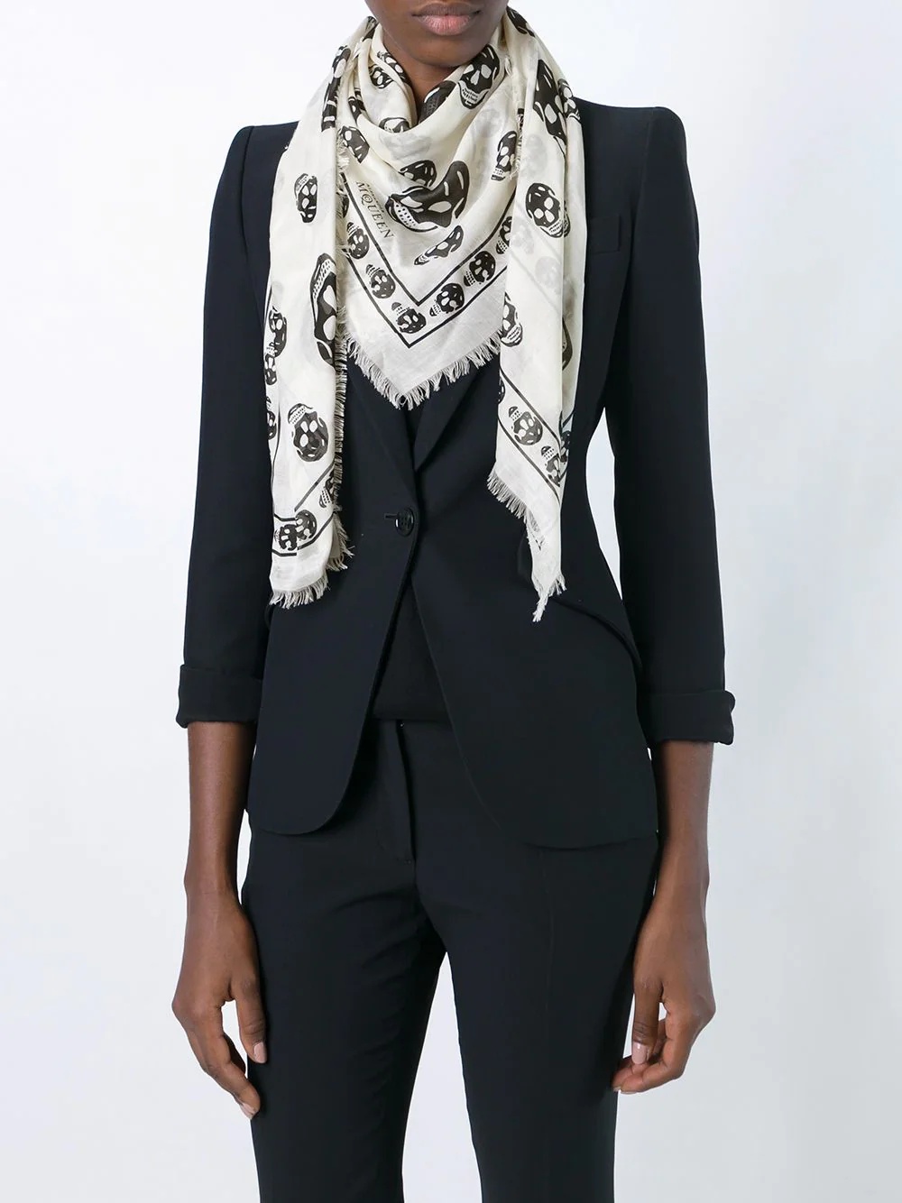 fringed skull-print scarf - 2