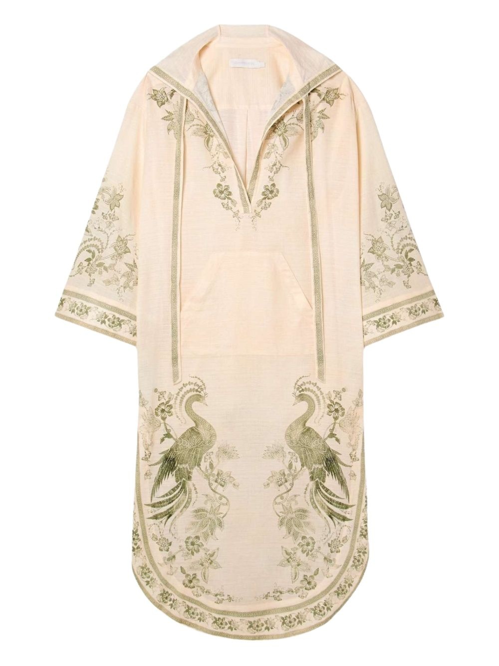printed hooded midi dress - 1