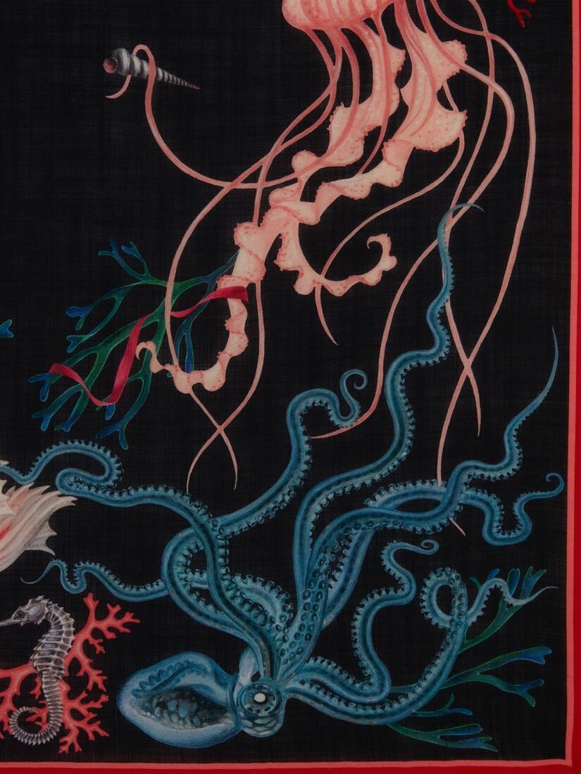 Underwater Logo Shawl in Navy/pink - 3