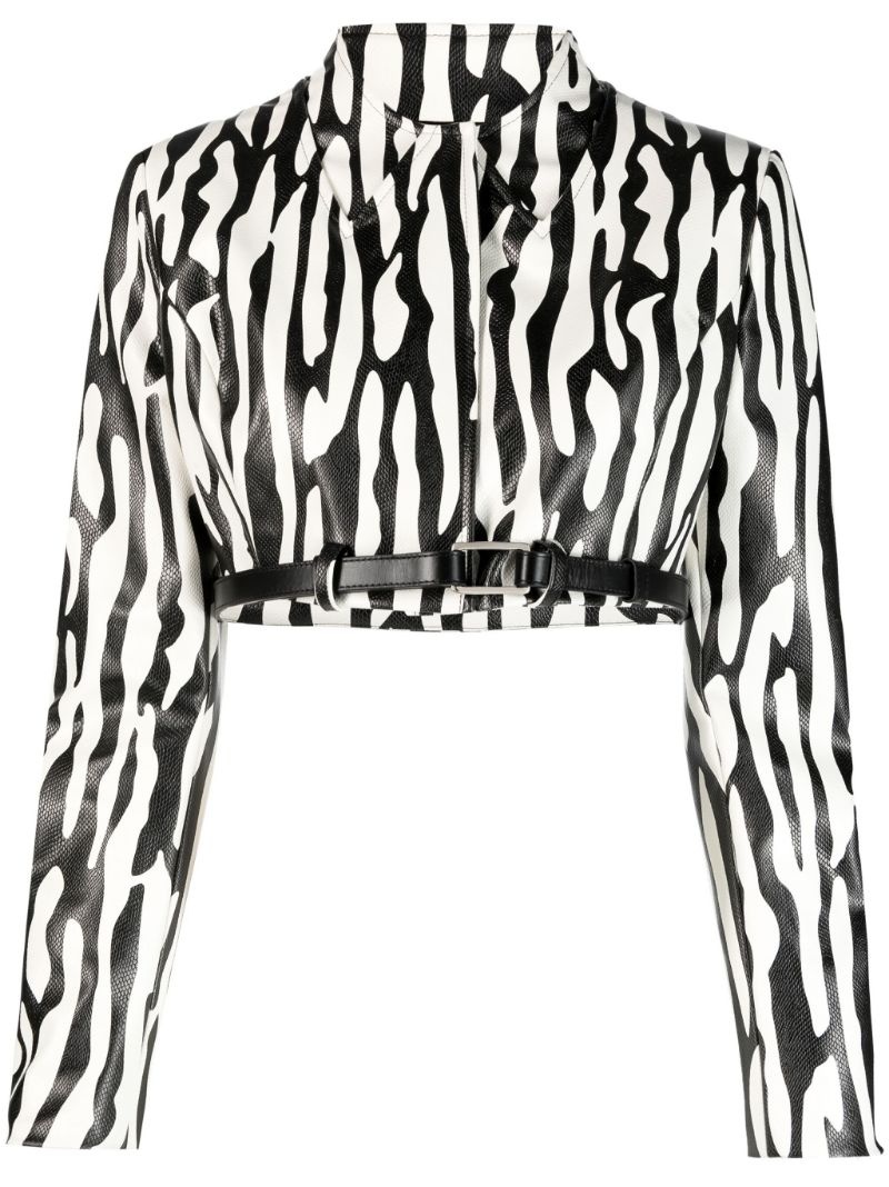 zebra-print cropped jacket - 1