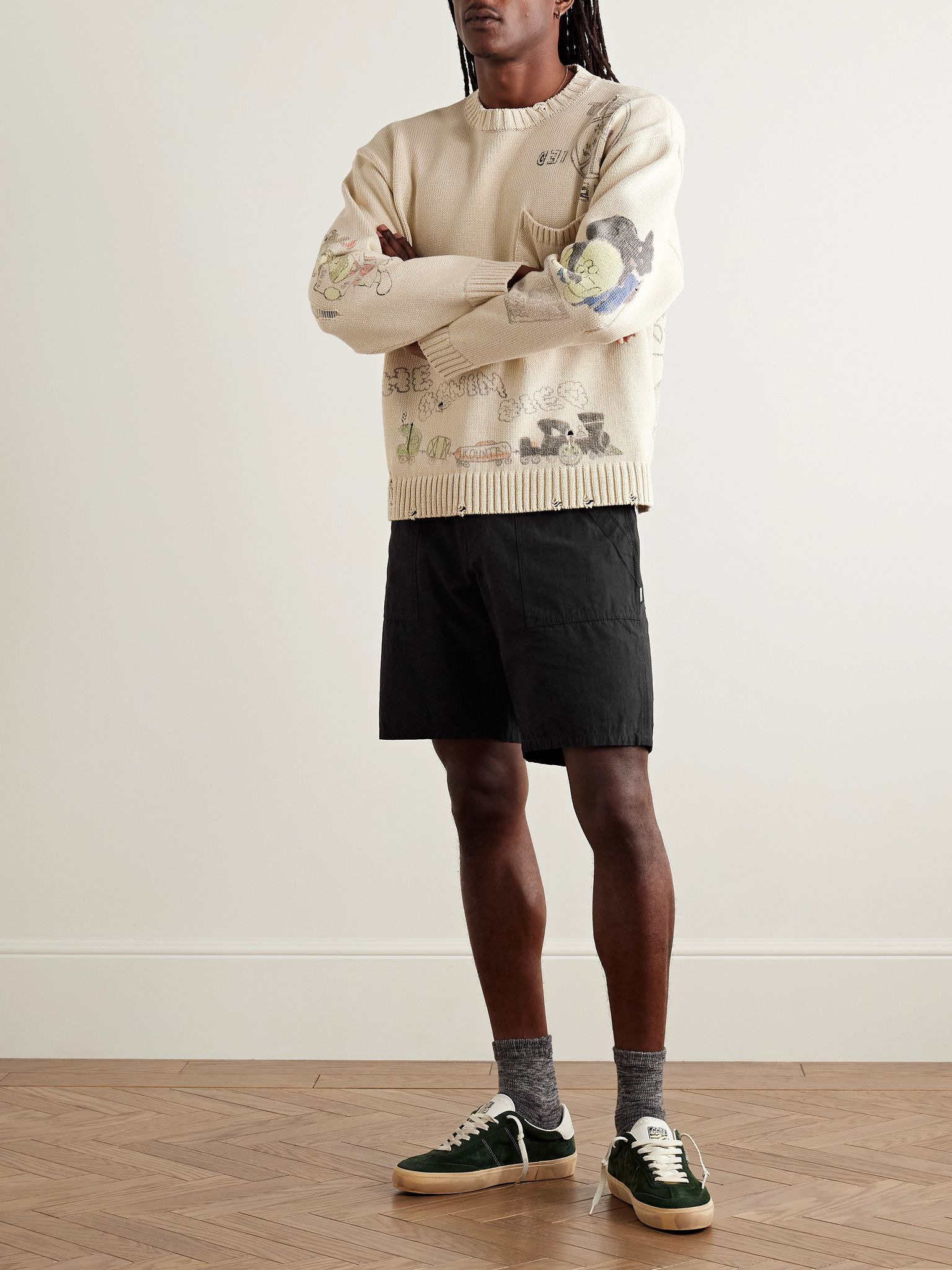 Baker Straight-Leg Cotton and Linen-Blend Shorts Black - 2