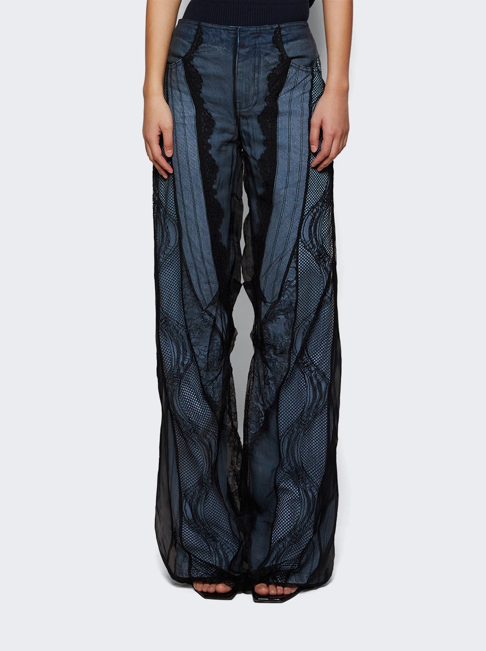 Encased Lace Denim Jean Indigo And Black - 2