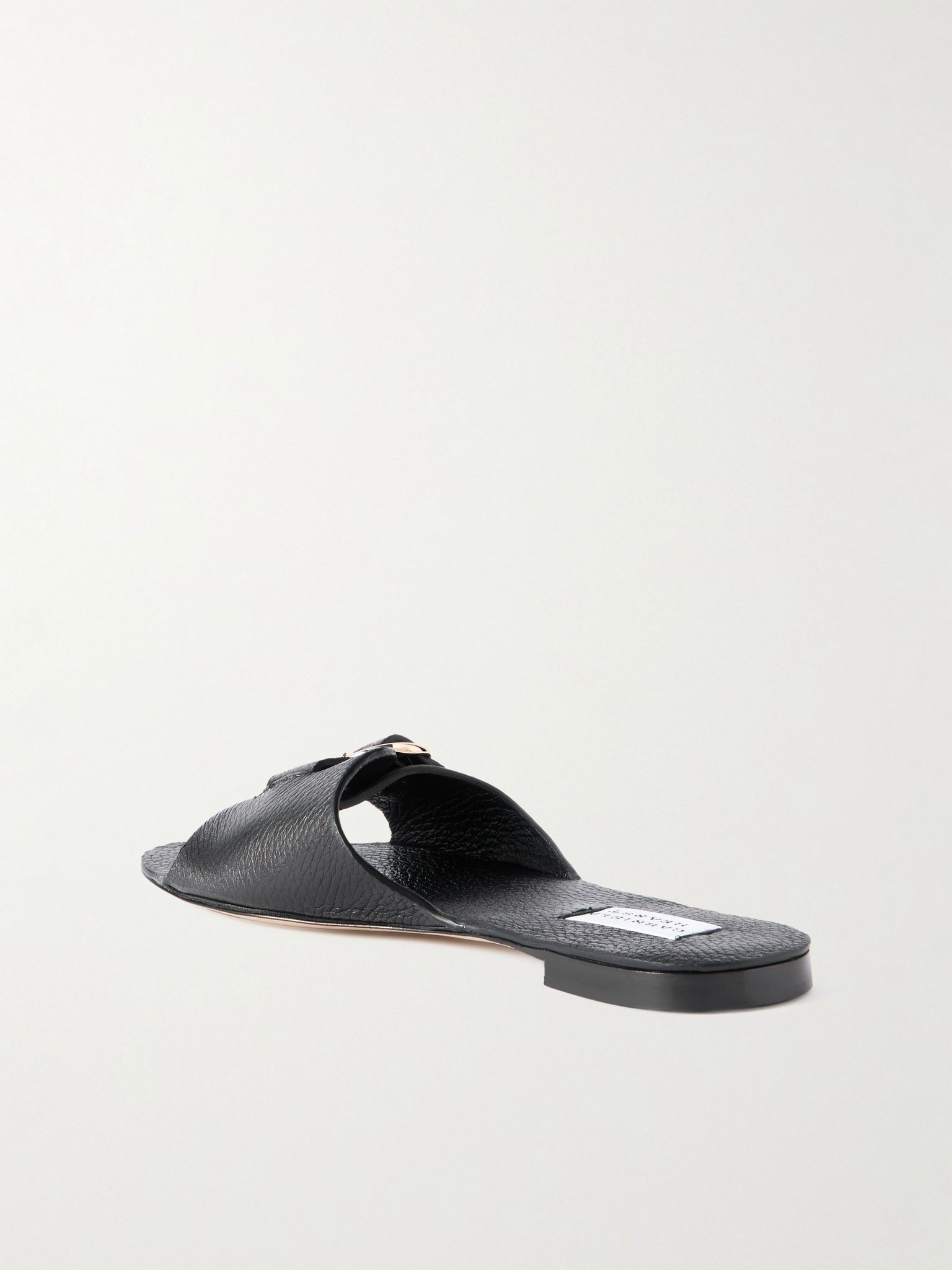 Briar buckled textured-leather mules Black - 3