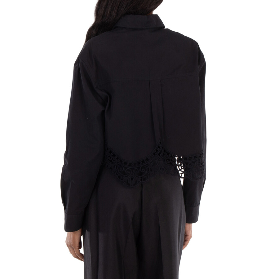 Burberry Lace Long- Sleeve Woven Crop Shirt - 3