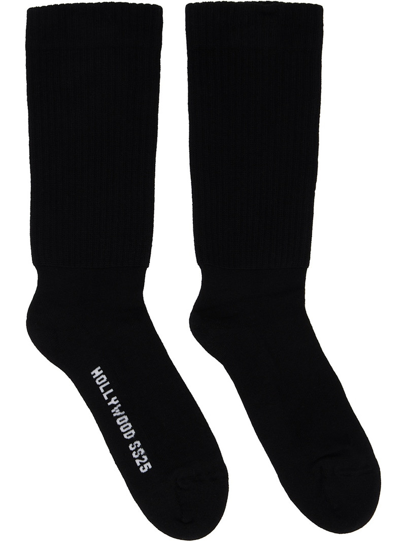 Black Hollywood Mid Calf Socks 1