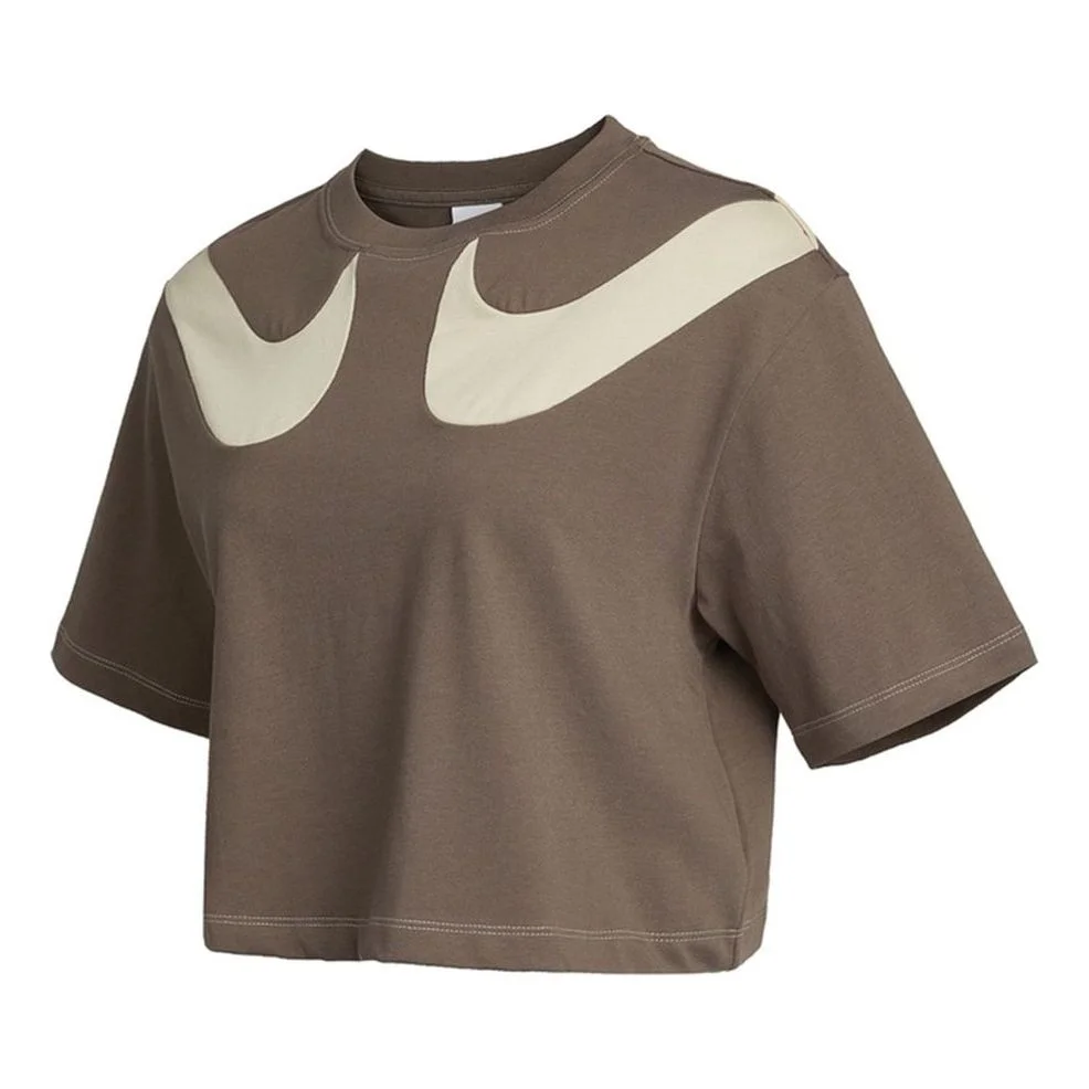 (WMNS) Nike AS W Nike Sportswear SWSH GX MOD CROP SS T IRONSTONE DD5591-004 - 1
