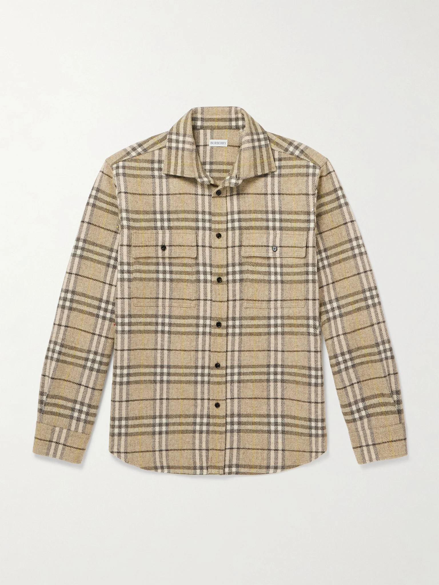 Checked Wool-Flannel Shirt Neutral - 1