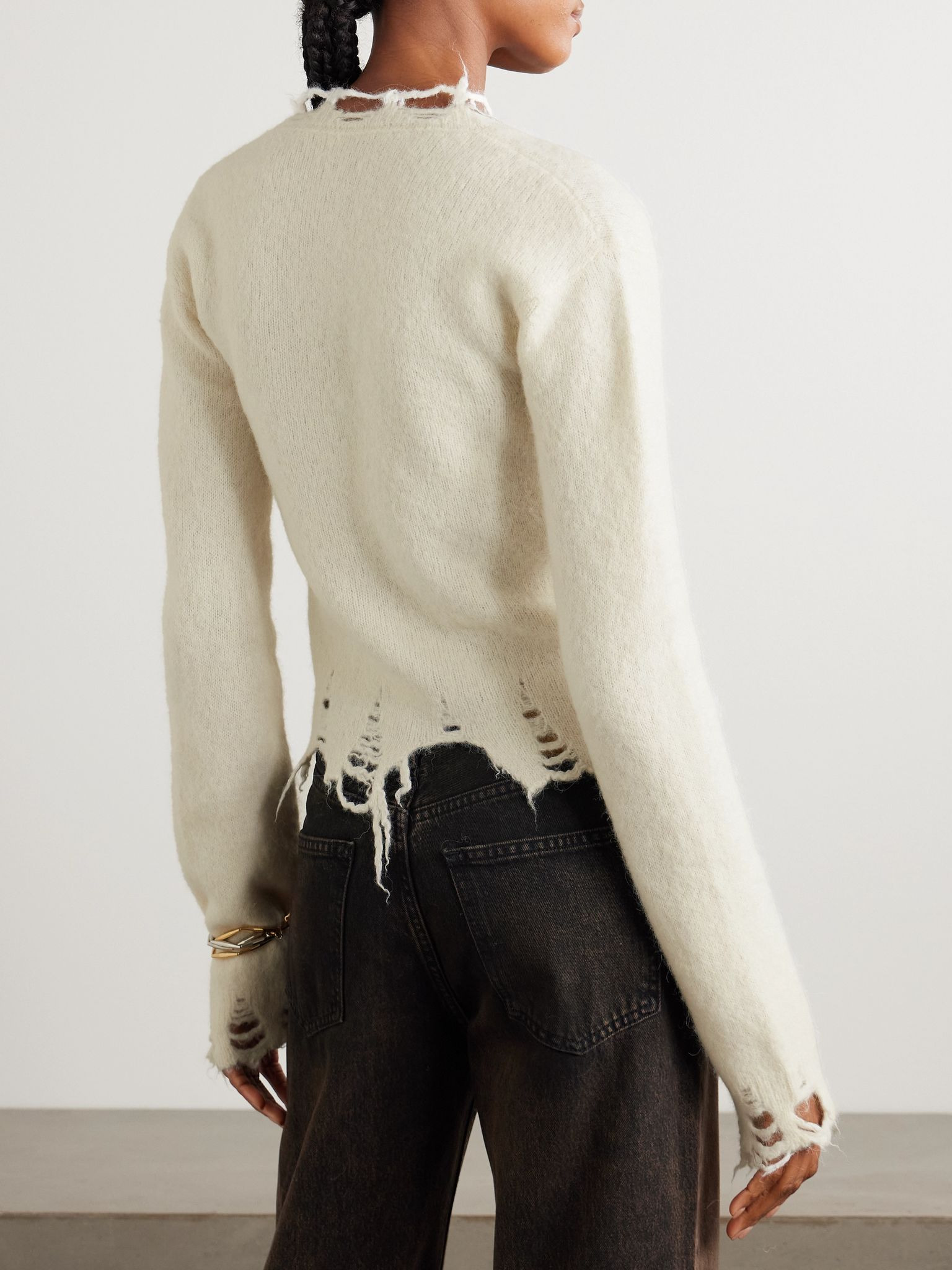 Jill distressed knitted cardigan White - 3