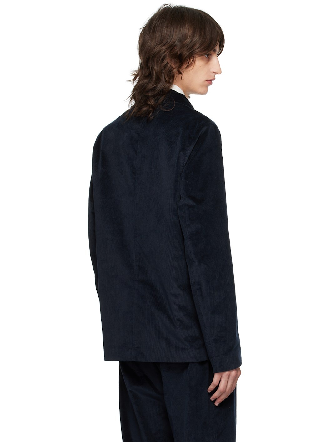 Navy Spread Collar Blazer - 3