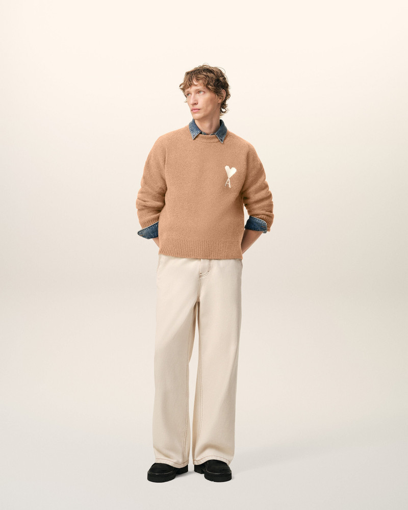 AMI Paris BROWN ALPACA AMI DE COEUR CREWNECK SWEATER outlook