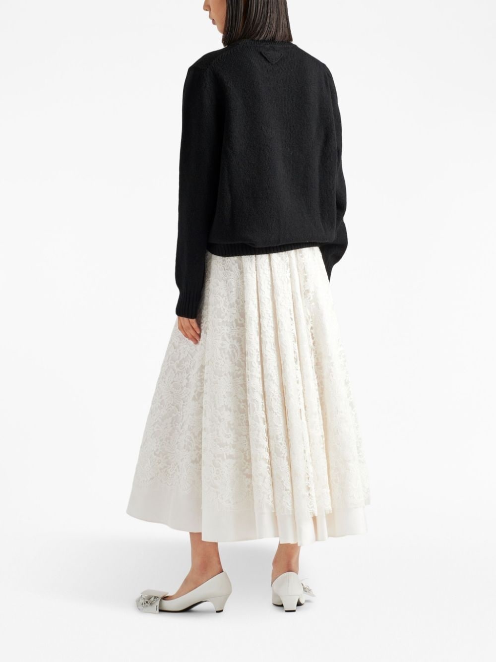 floral-lace cotton midi skirt - 3