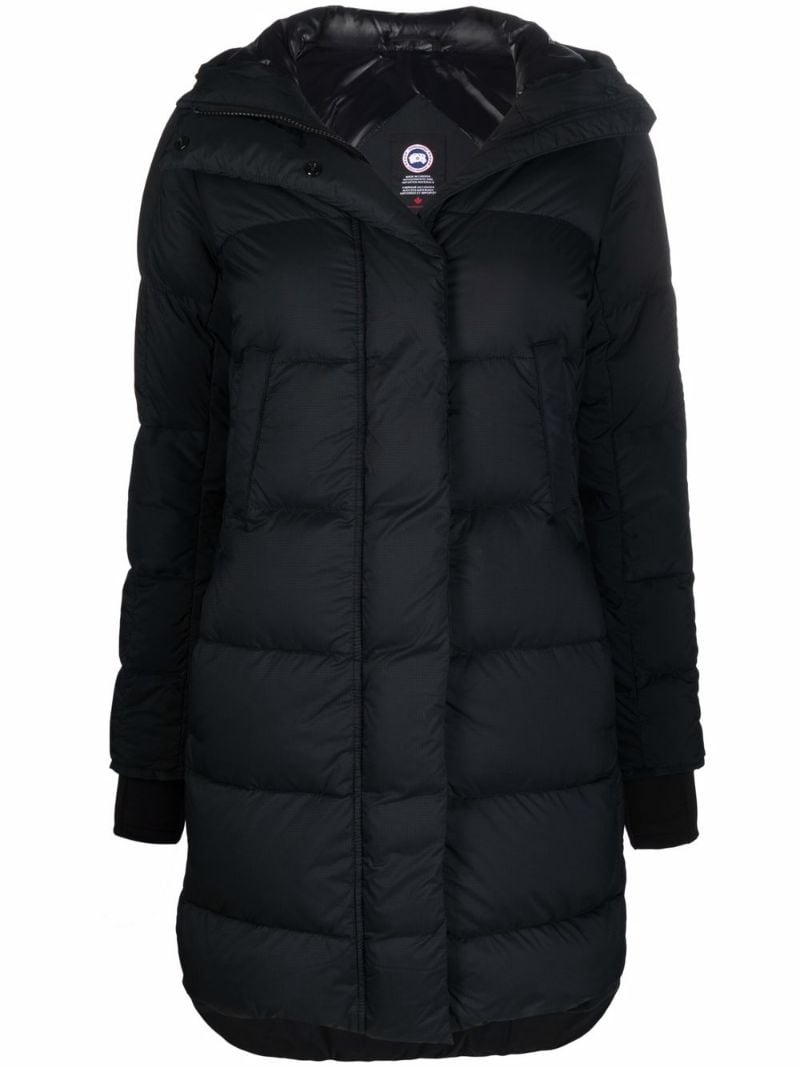 logo-patch feather-down padded coat - 1